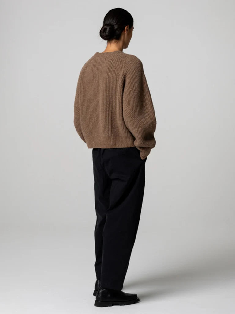 Women's Amy Powney + Finisterre Fisherman Rib Crew Neck Sweater - Earth