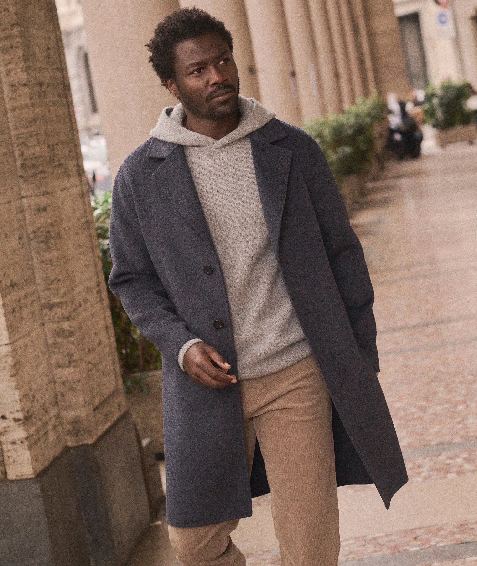 Irving Wool Longline Coat - Navy Heather