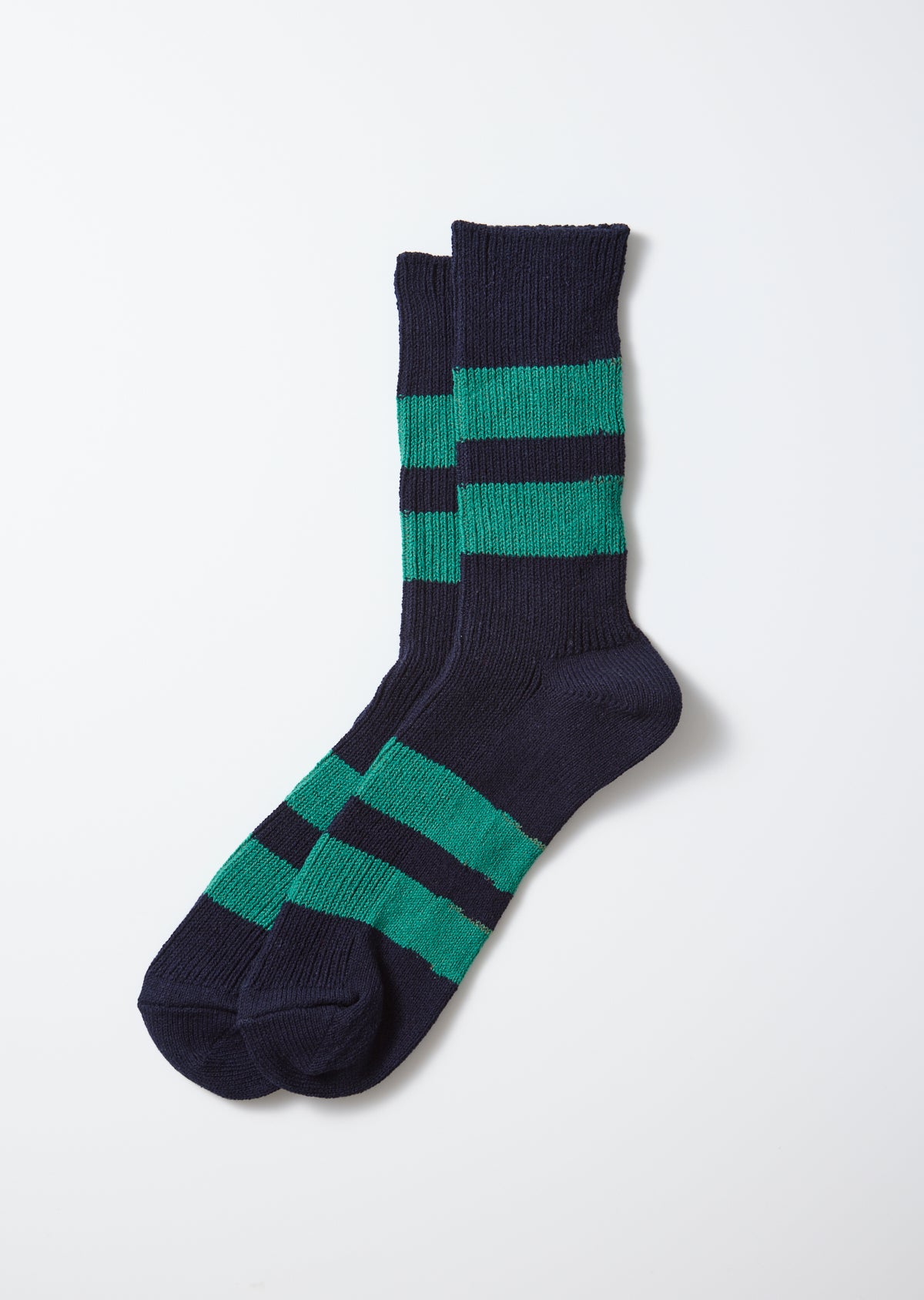 Recycled Cotton Stripe Socks - Navy/Green