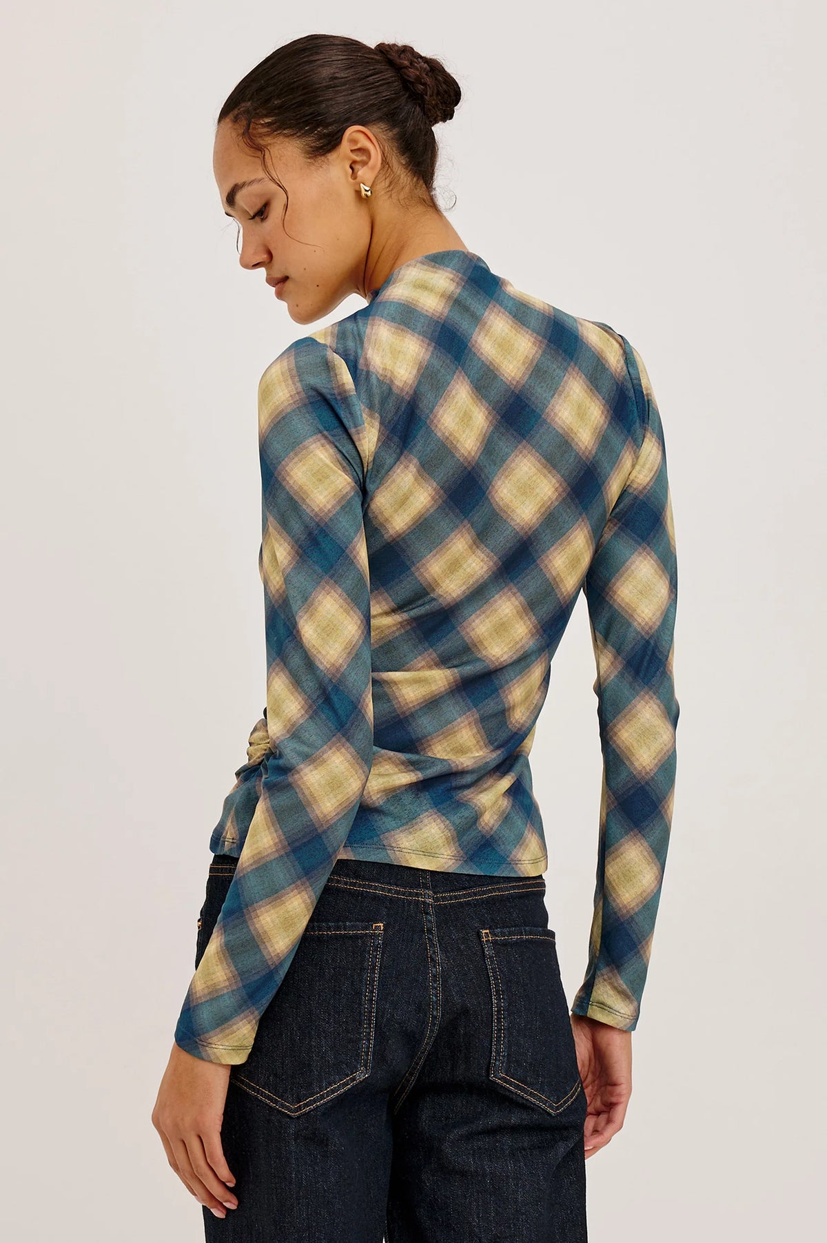 Joelle Top - Navy Sage Plaid