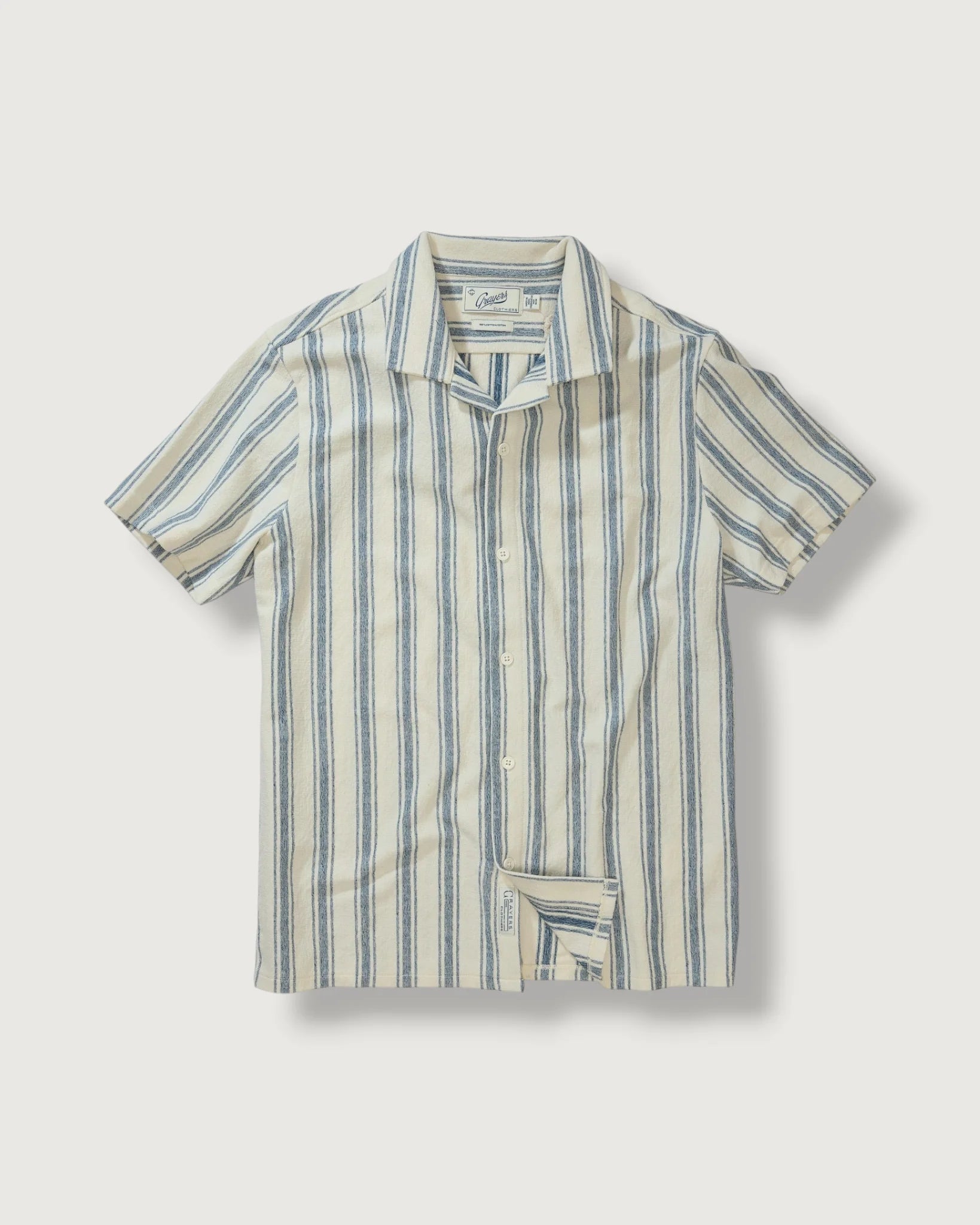 Baja Loopback Camp Shirt - Teal Cream Stripe