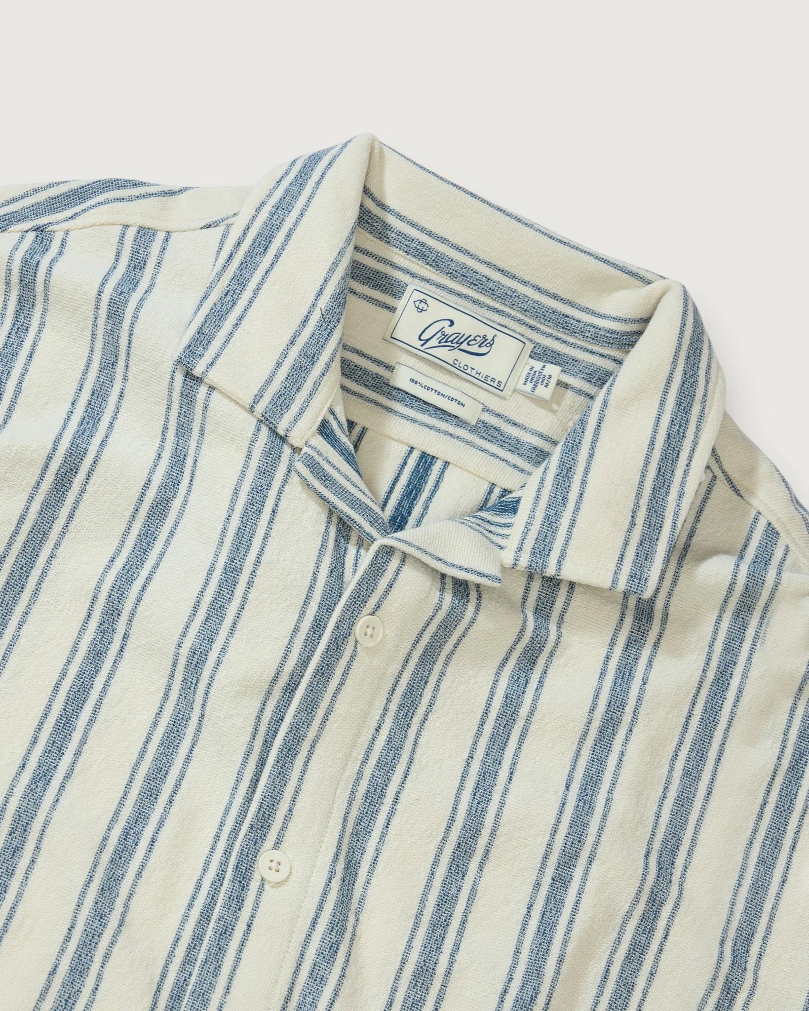Baja Loopback Camp Shirt - Teal Cream Stripe