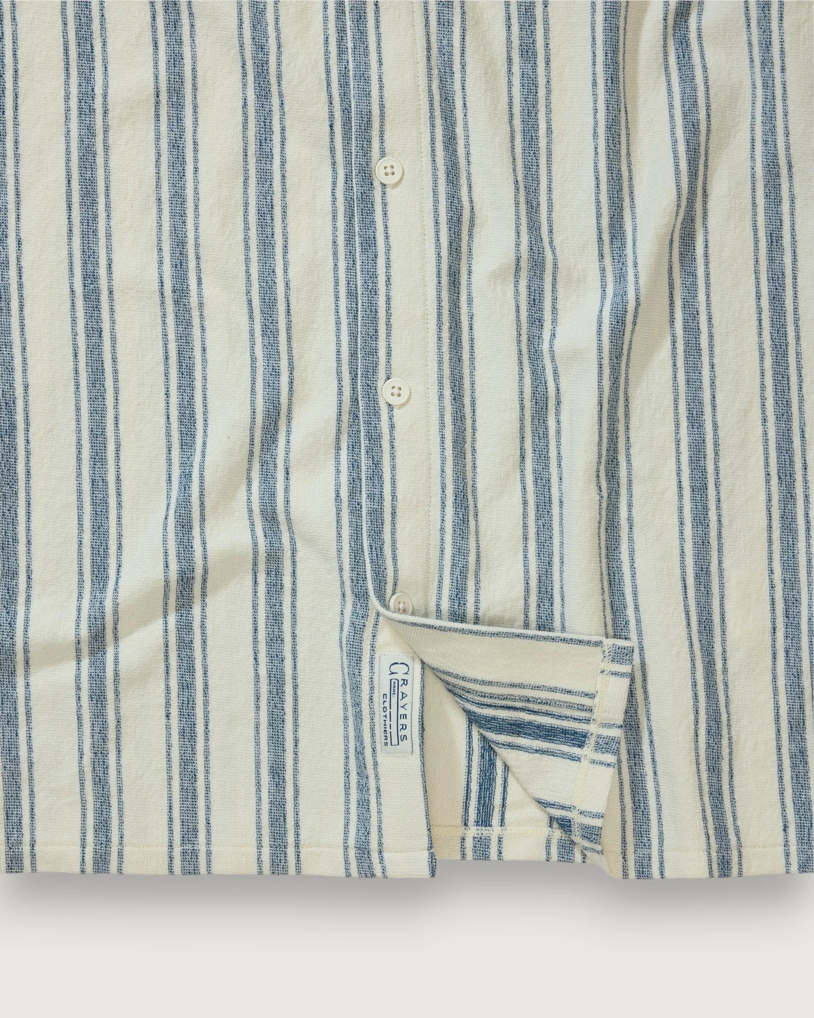 Baja Loopback Camp Shirt - Teal Cream Stripe