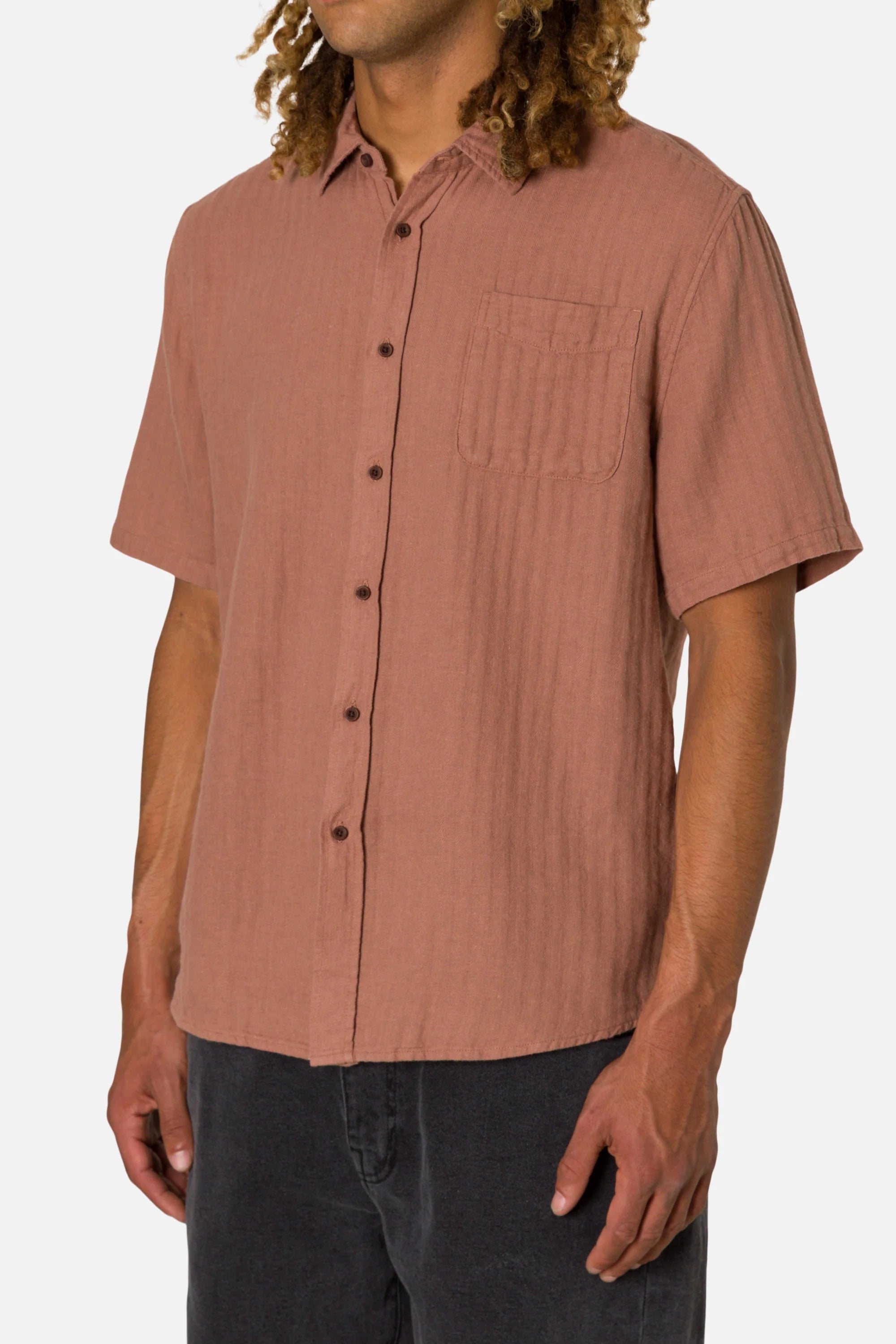 Alan Solid Shirt - Dark Clay