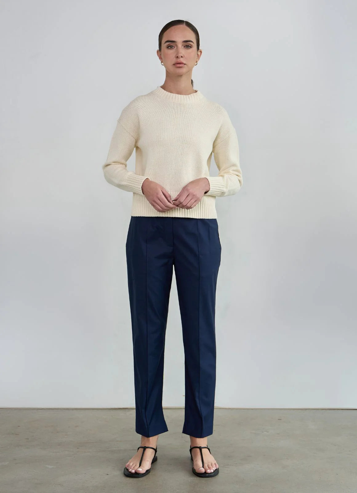 Logan Crewneck Sweater in Cotton - Cream