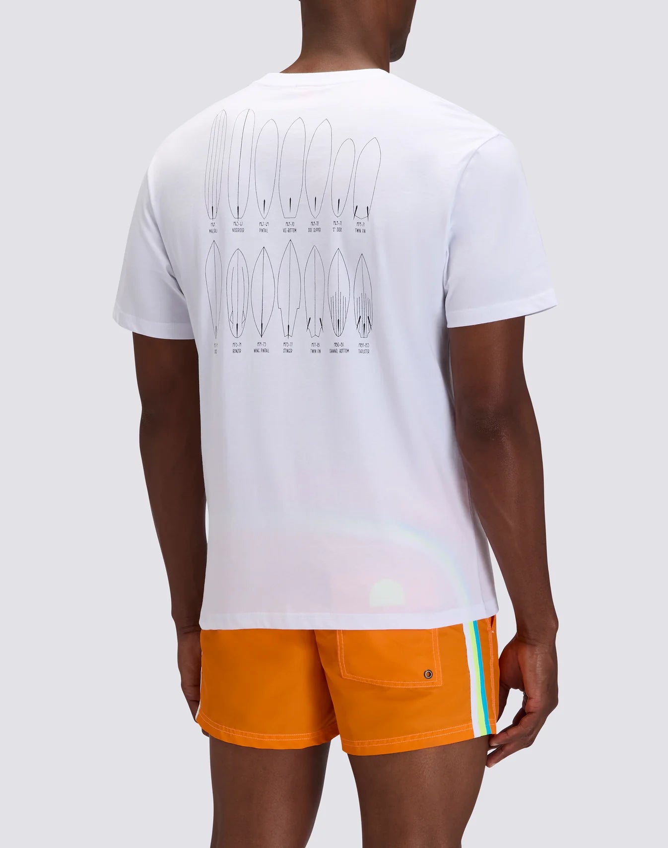 Men's Crew Neck T-Shirt with Old School Surf Print - White