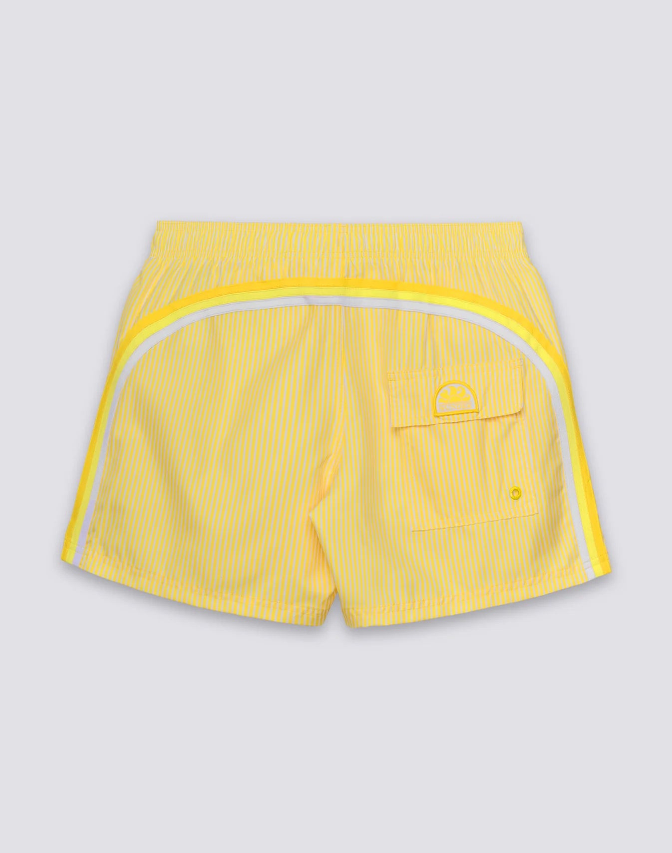 Short-Length Swimwear with Elasticated Waist Repreve® Recycled Polyester with Juicy Stripe Print and Fruit Embroidery - Summer Yellow
