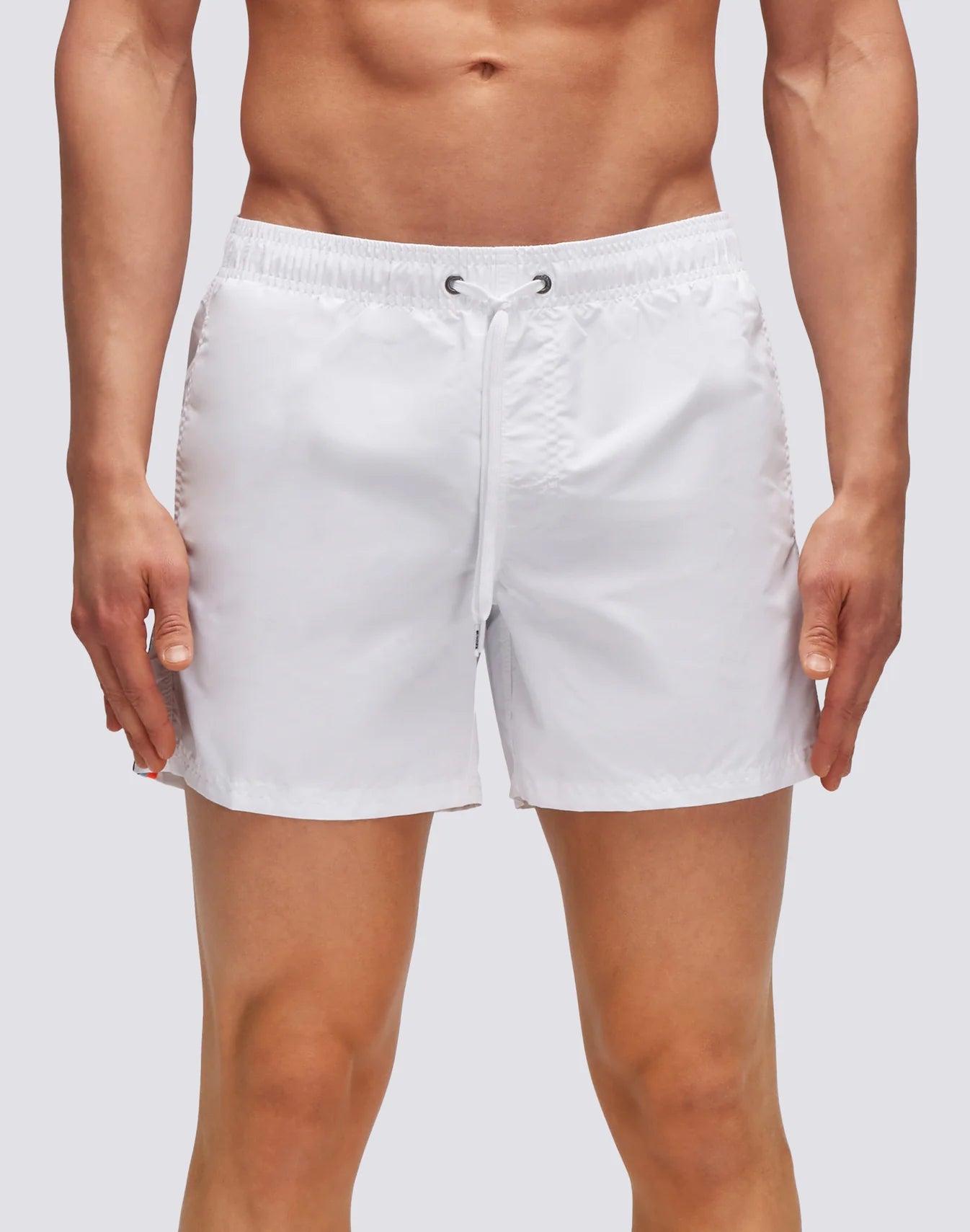 Iconic Taffeta Short Swimshorts with Elastic Waist - White