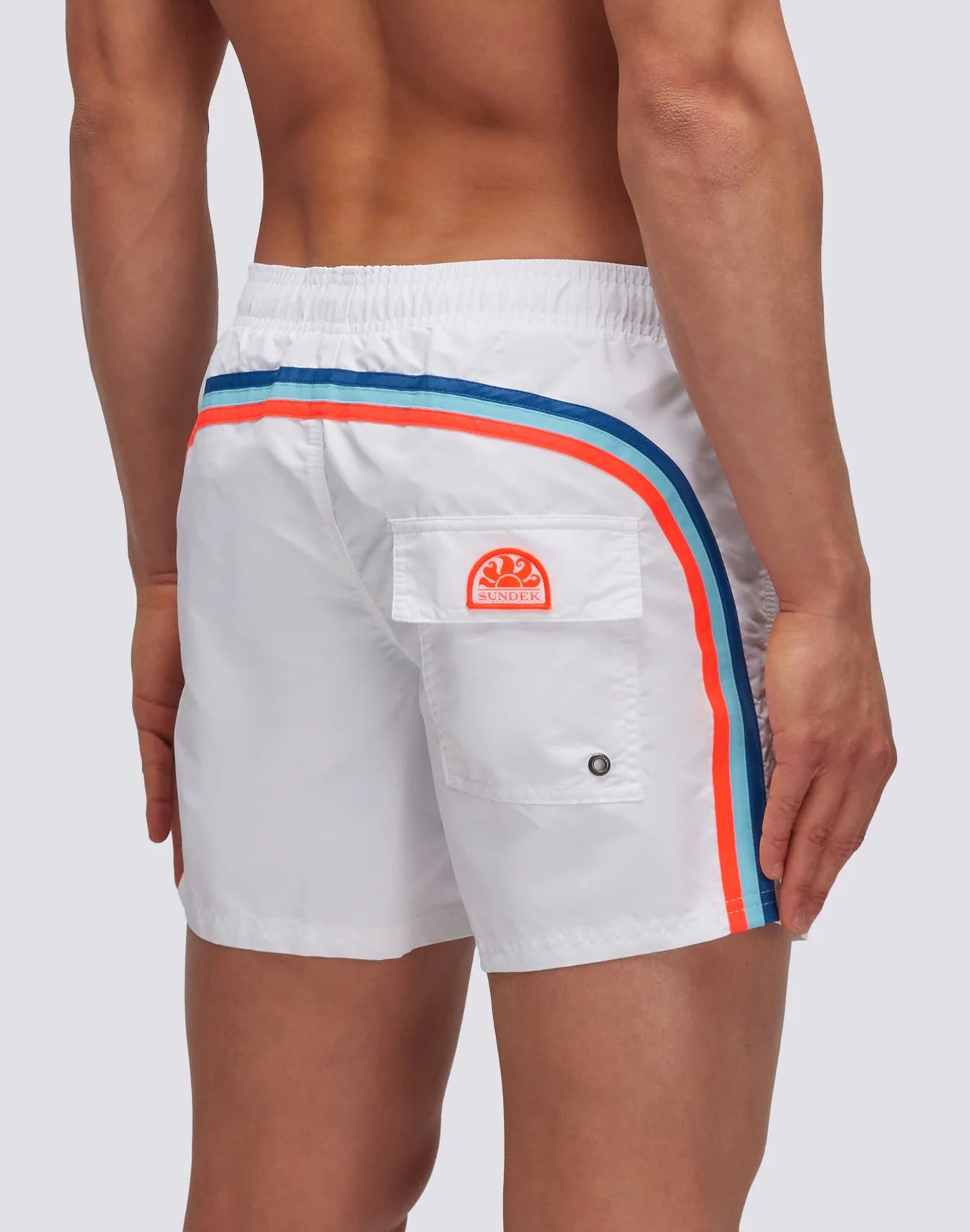 Iconic Taffeta Short Swimshorts with Elastic Waist - White