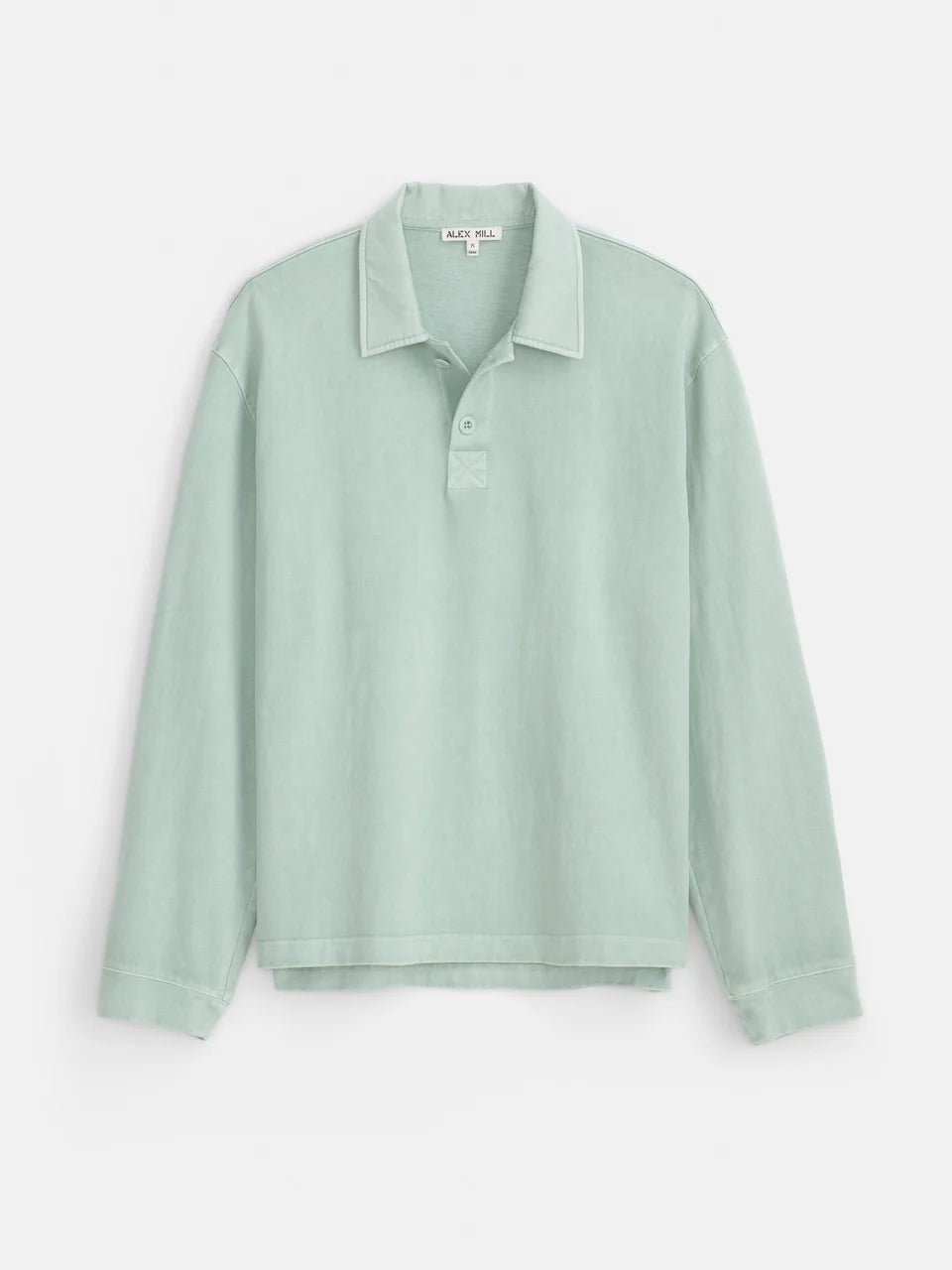 Garment Dyed Rugby Shirt in Cotton Jersey - Mint