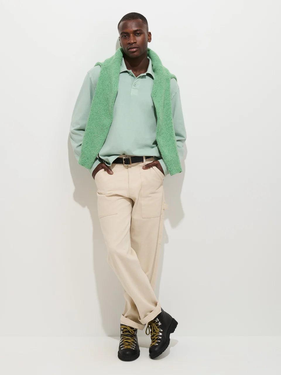 Garment Dyed Rugby Shirt in Cotton Jersey - Mint