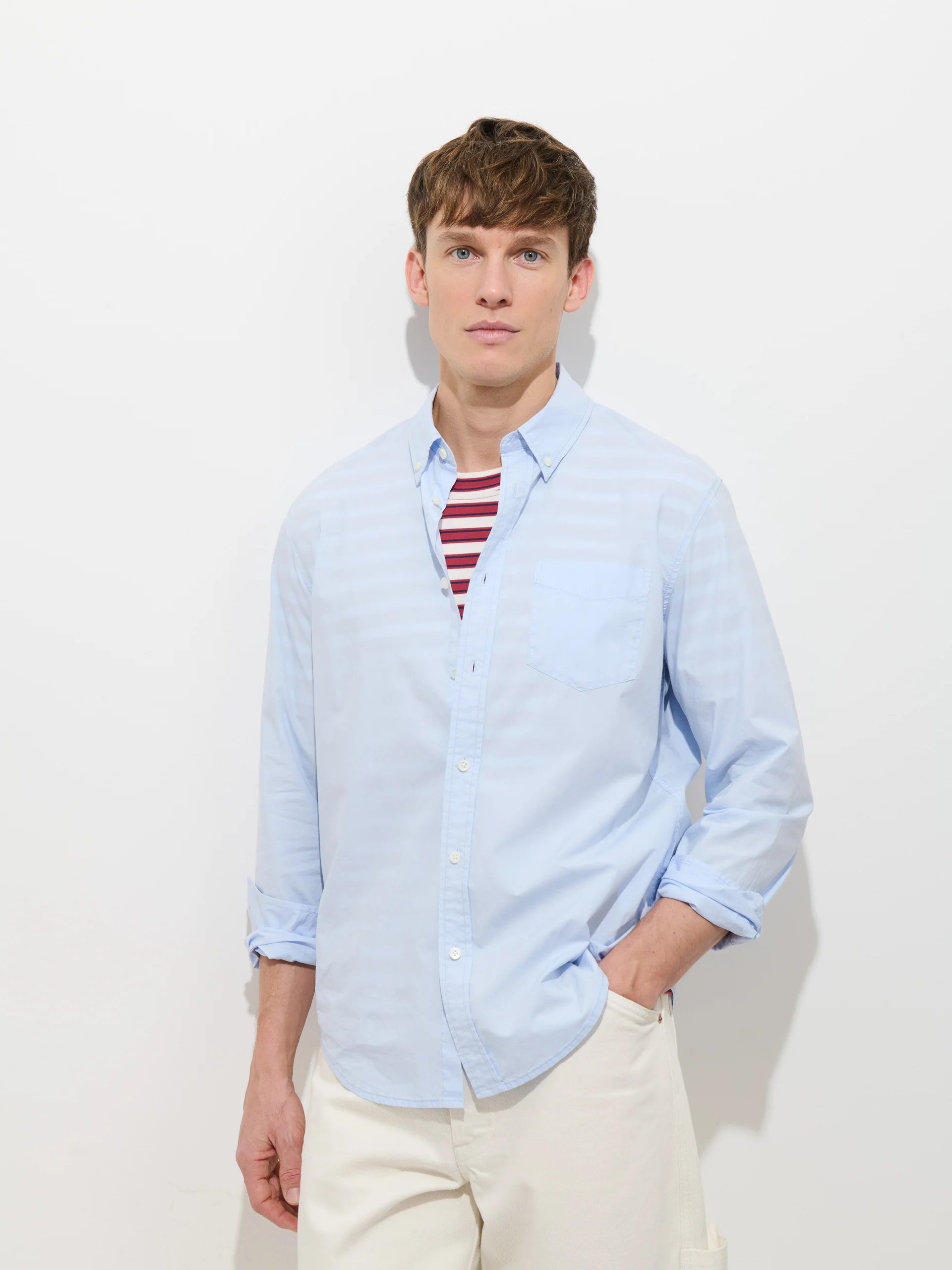 Mill Shirt in Cotton Poplin - Calm Blue