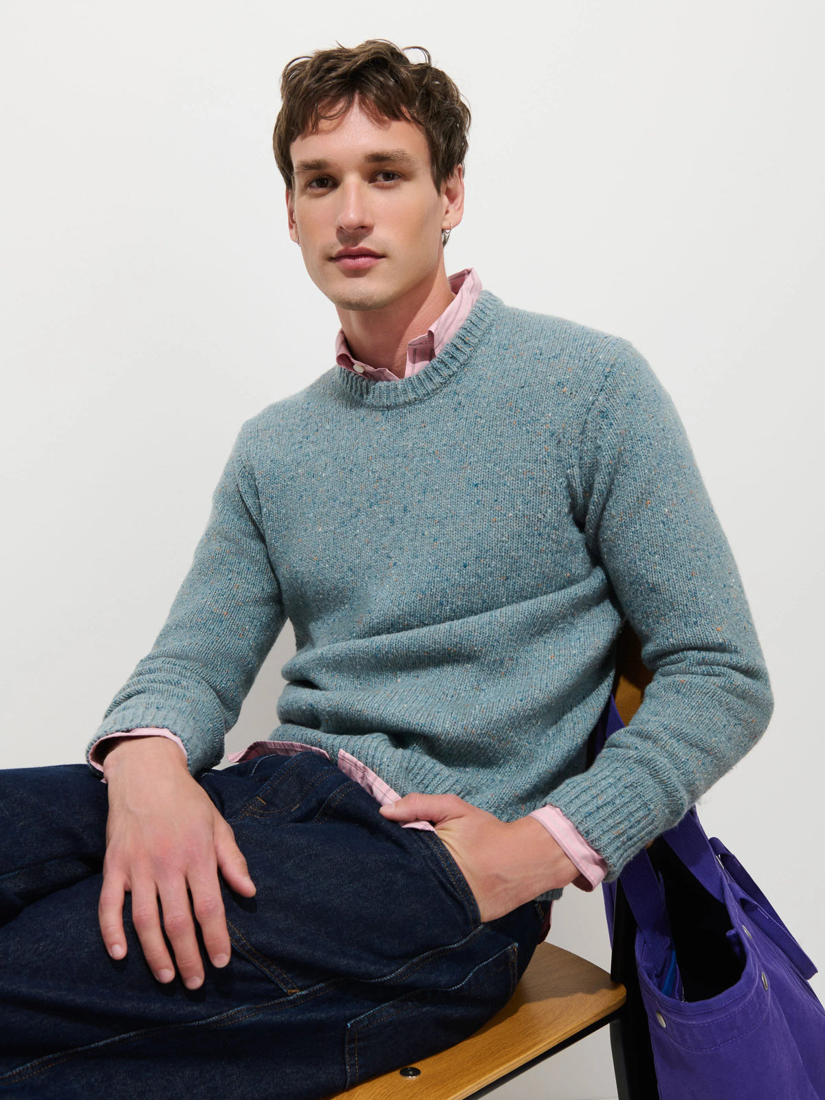 Donegal Crewneck Sweater - Sea Mist