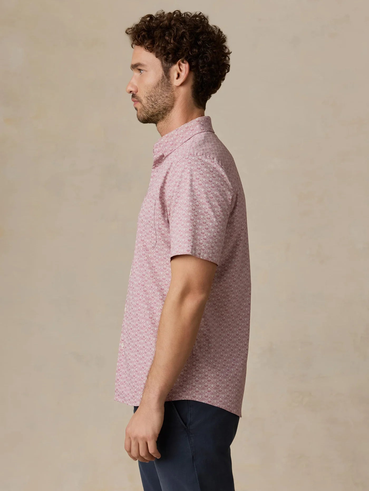 Short-Sleeve Monterey Shirt - Rose Palm Mosaic