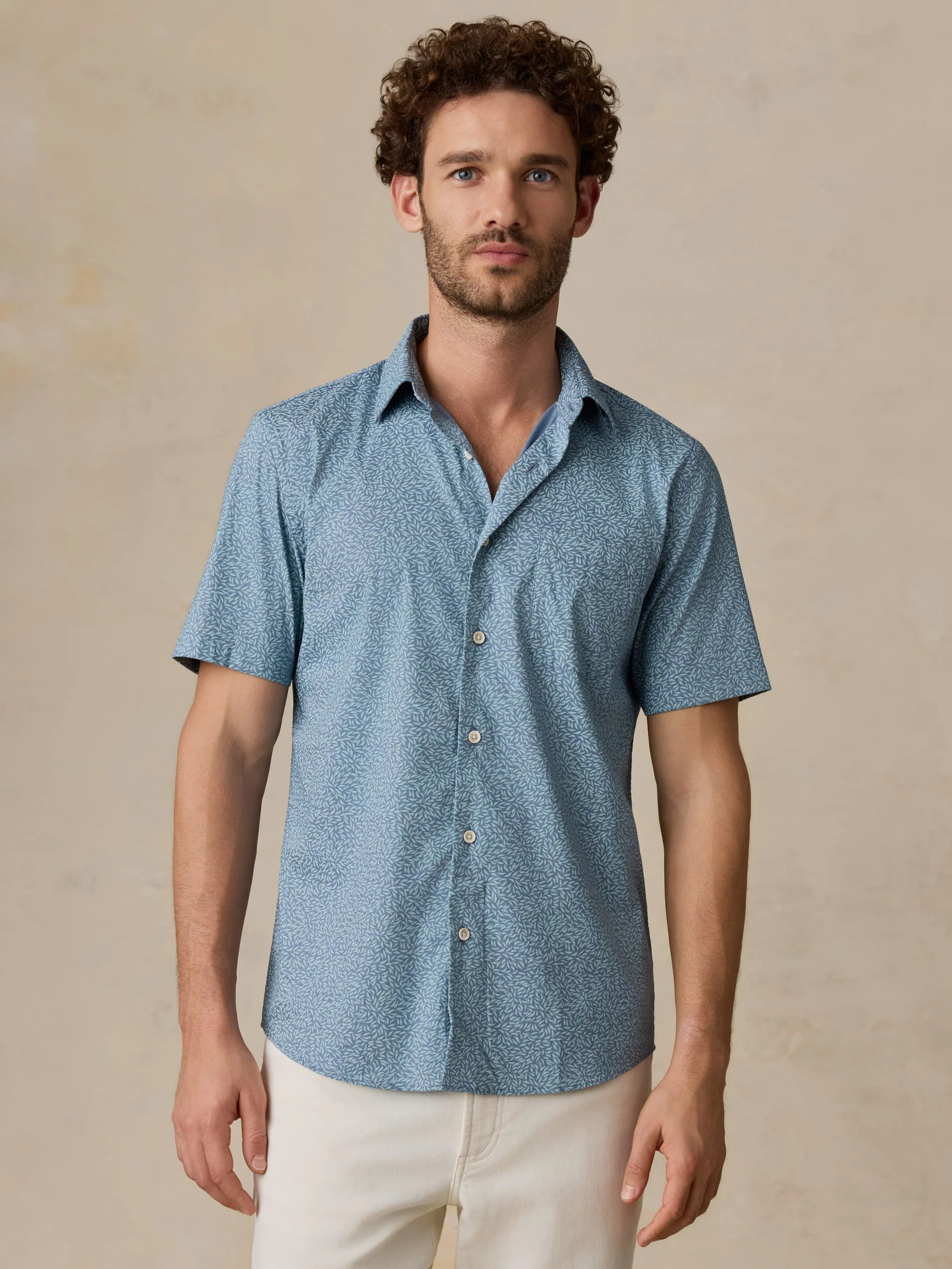 Short-Sleeve Monterey Shirt - Teal Grove Foliage