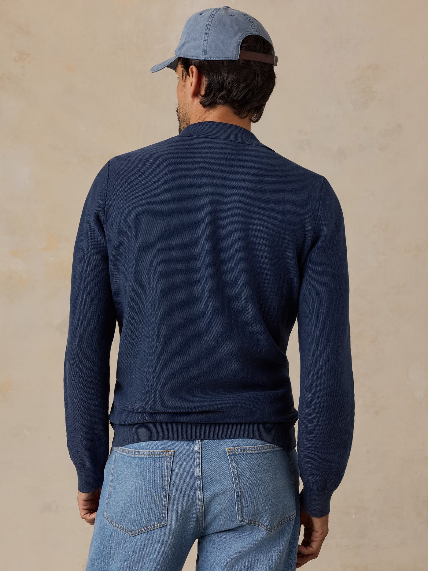 Lightweight Sunwashed Sweater Polo - Blue Nights