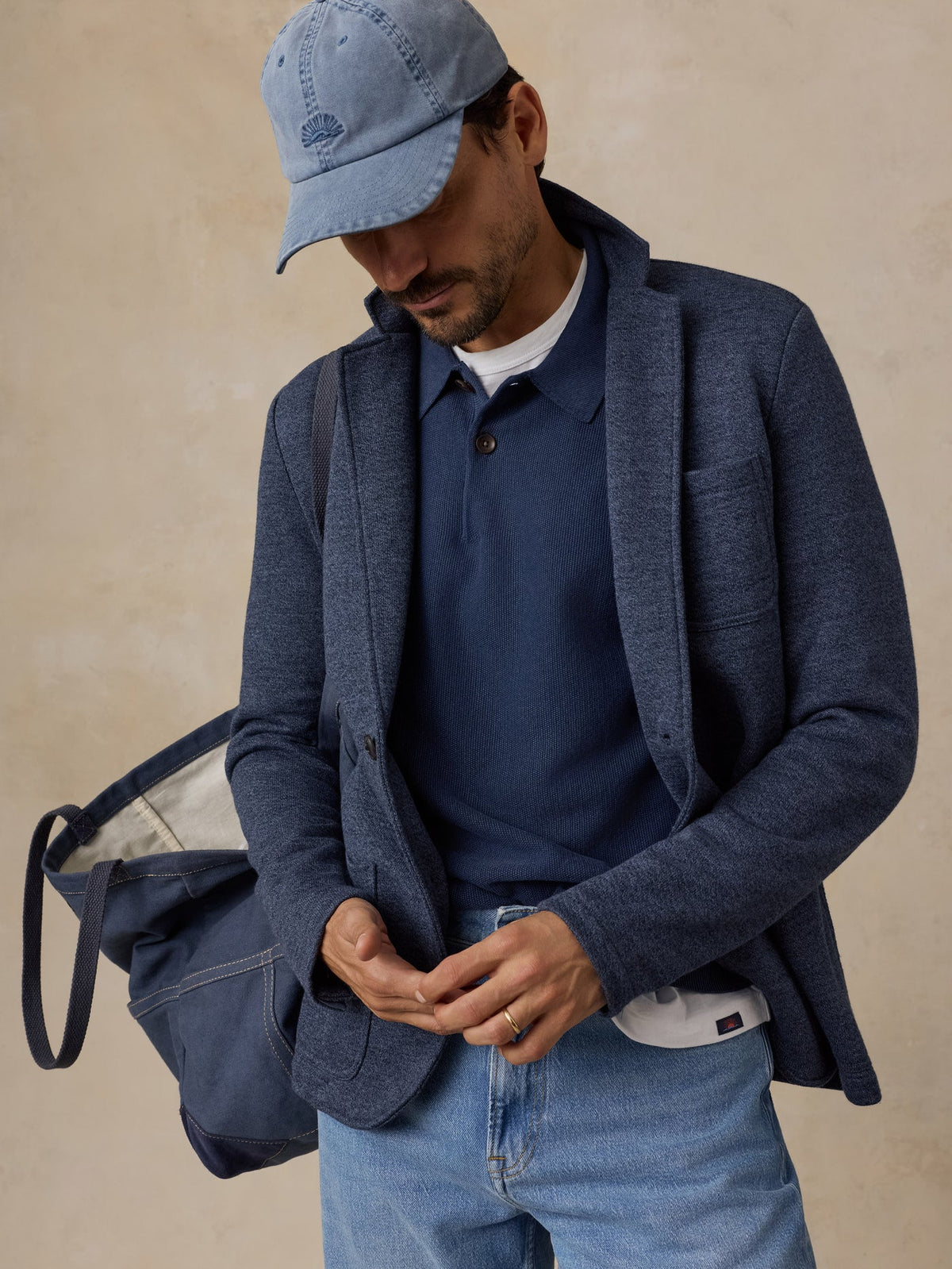 Lightweight Sunwashed Sweater Polo - Blue Nights
