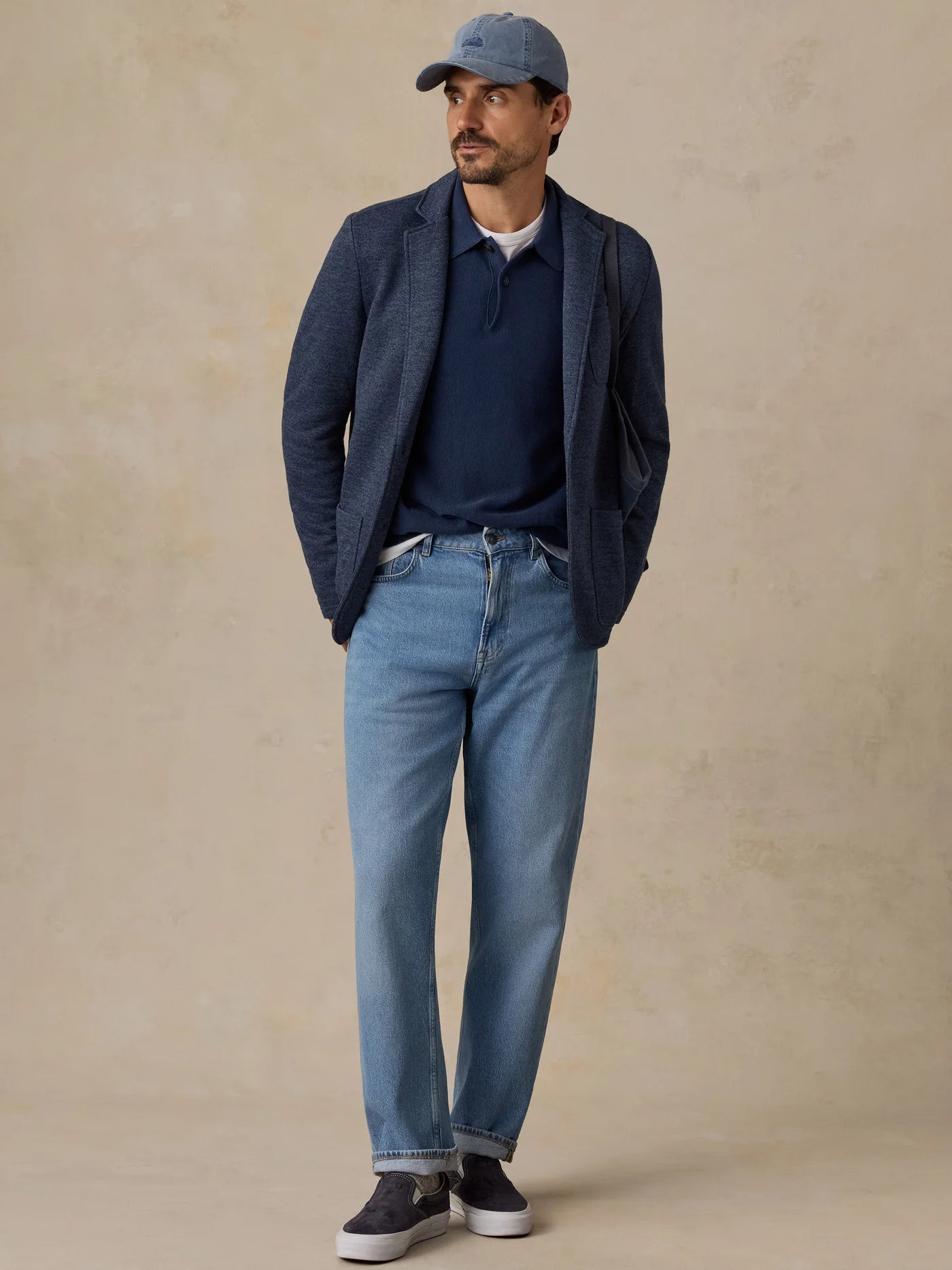 Lightweight Sunwashed Sweater Polo - Blue Nights