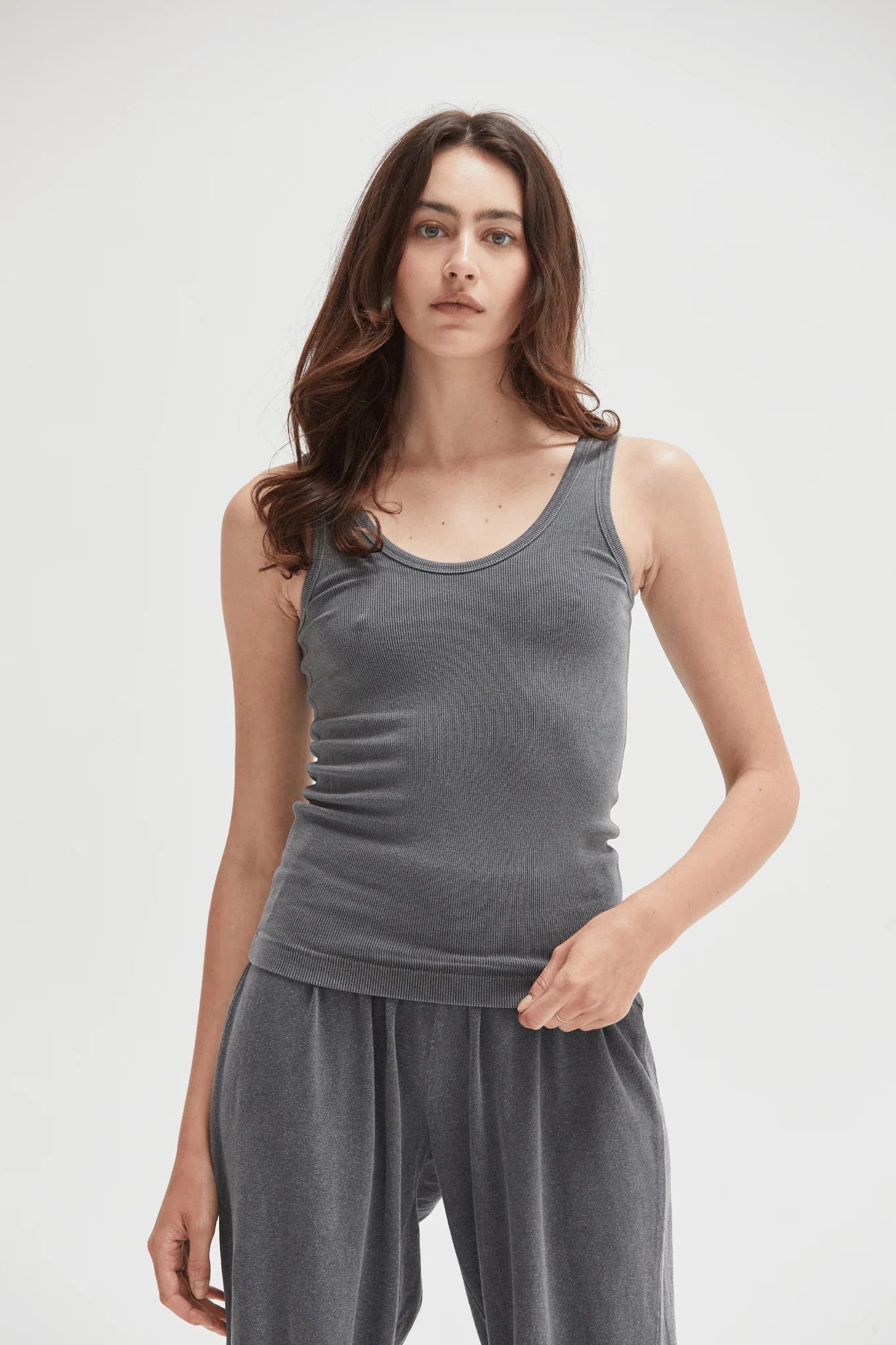 Mila Rib Tank - Vintage Black