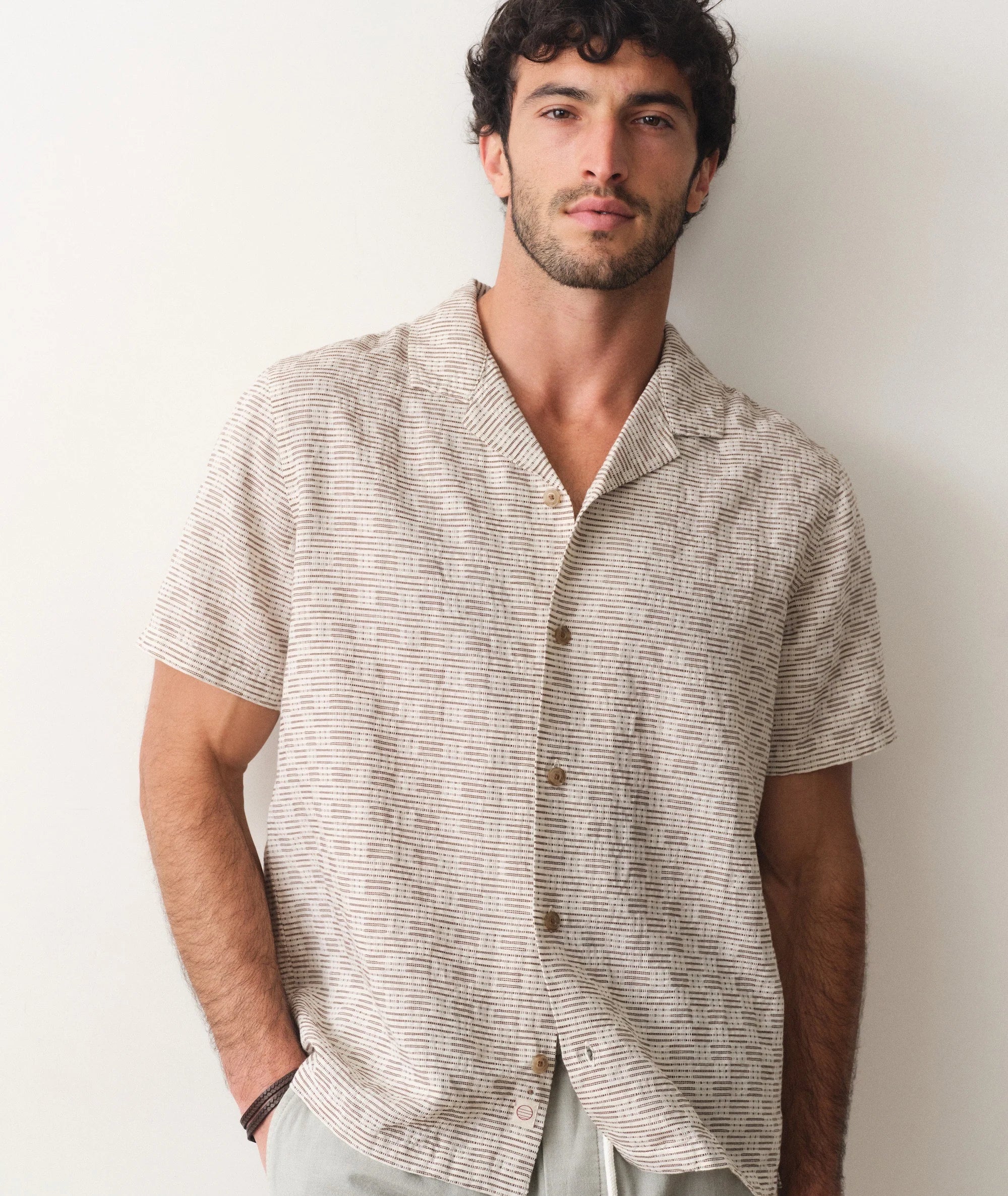 Dobby Resort Shirt - Natural/Brown Check