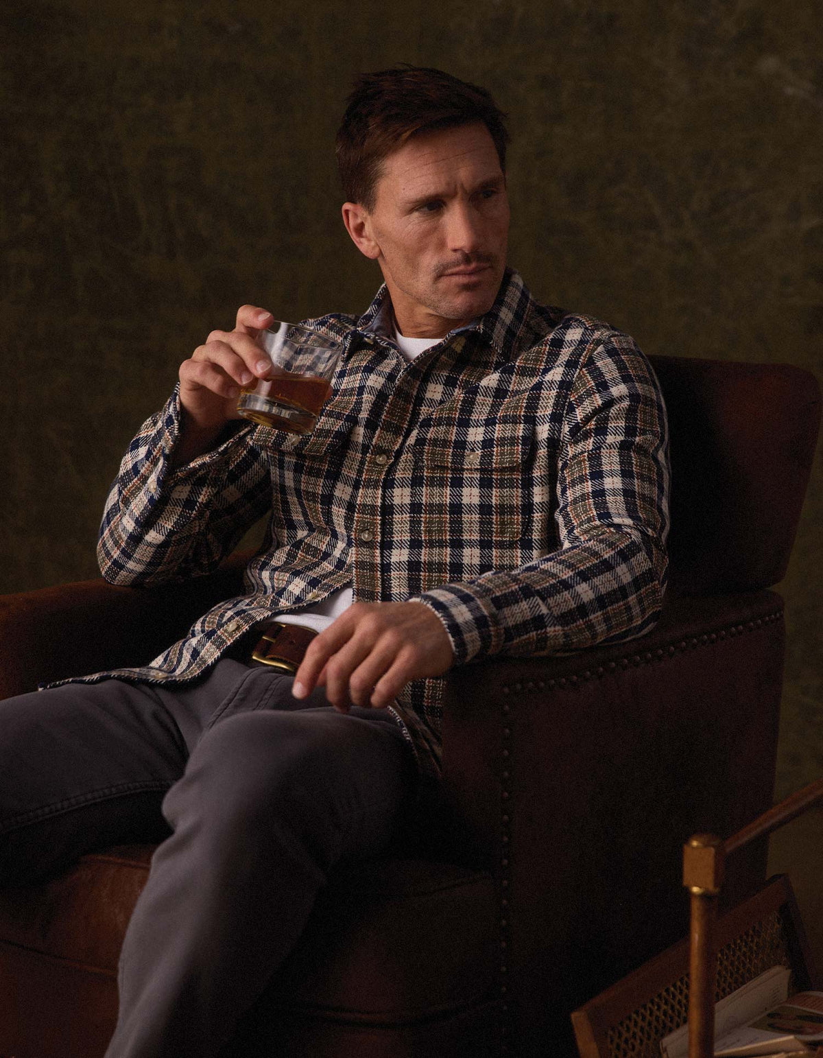 Mountain Textured Overshirt - Moss Multi
