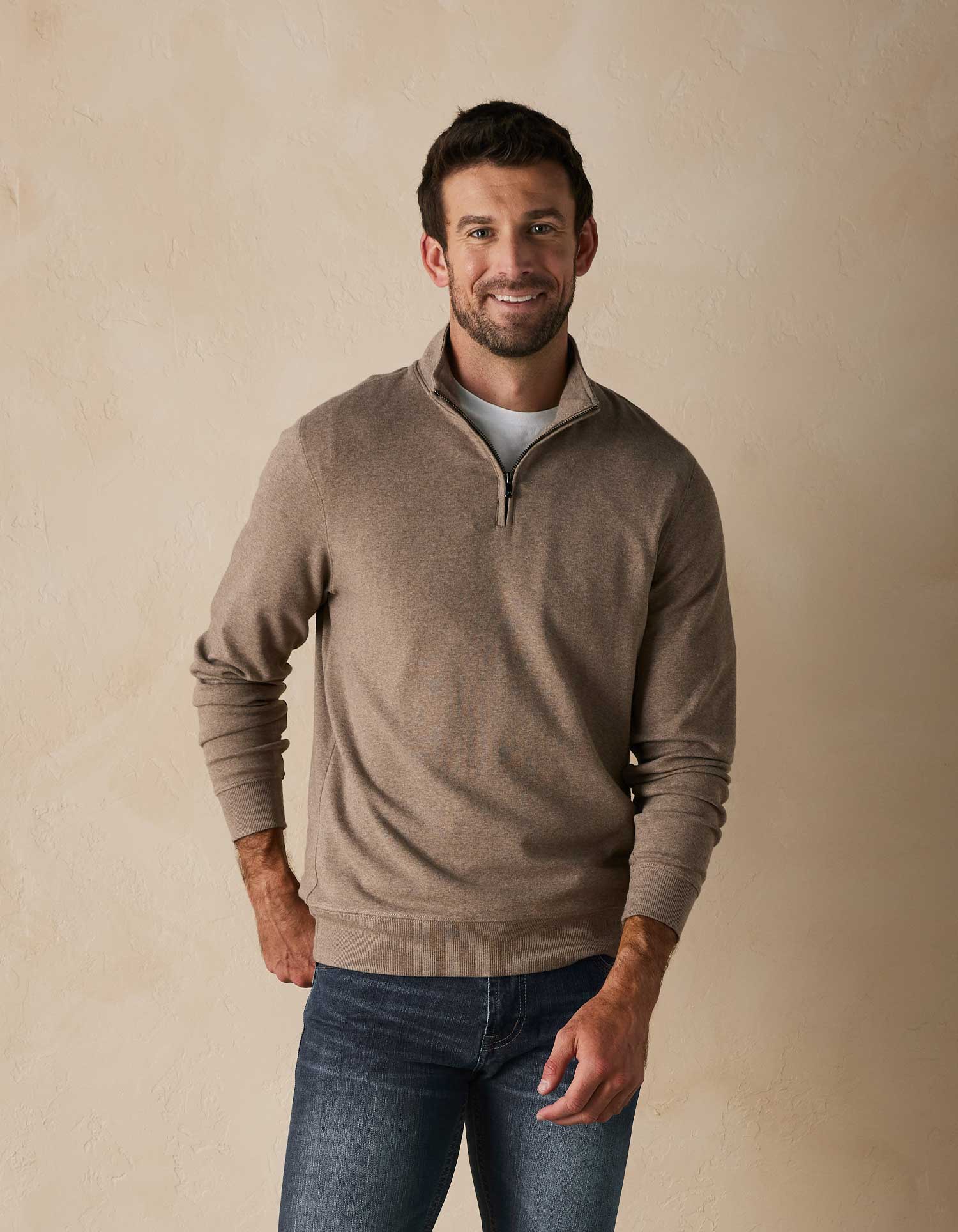 Puremeso Weekend Quarter Zip - Taupe