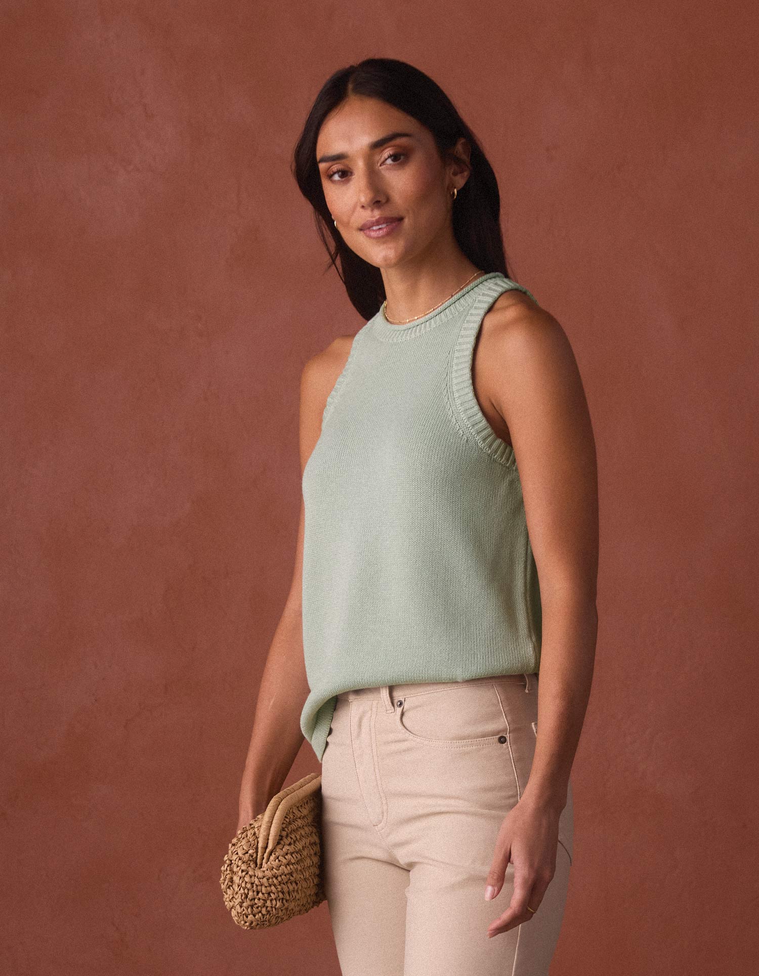 Wanderlust Hi-Neck Tank - Sea Glass