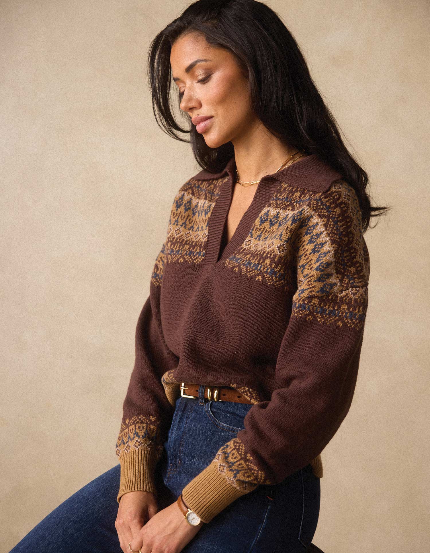 Fair Isle Polo Sweater