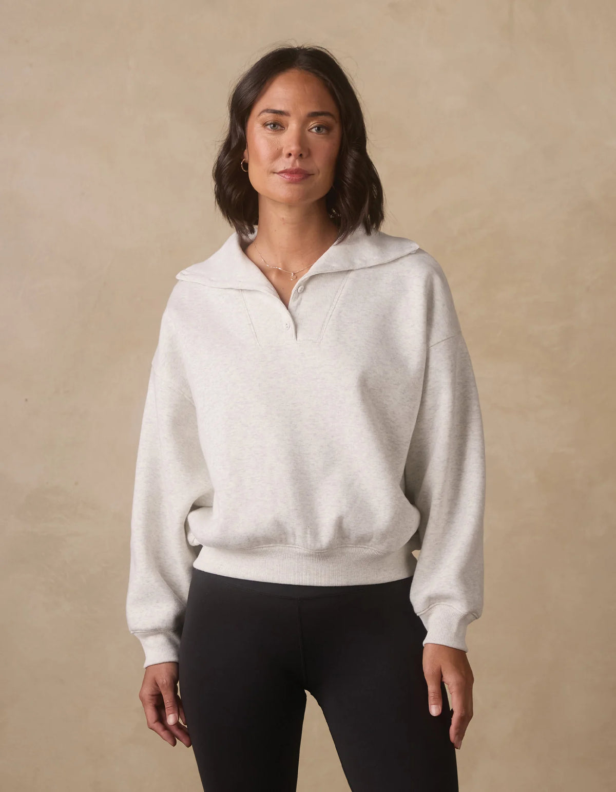 Normal Fleece Buttoned Popover - Stone