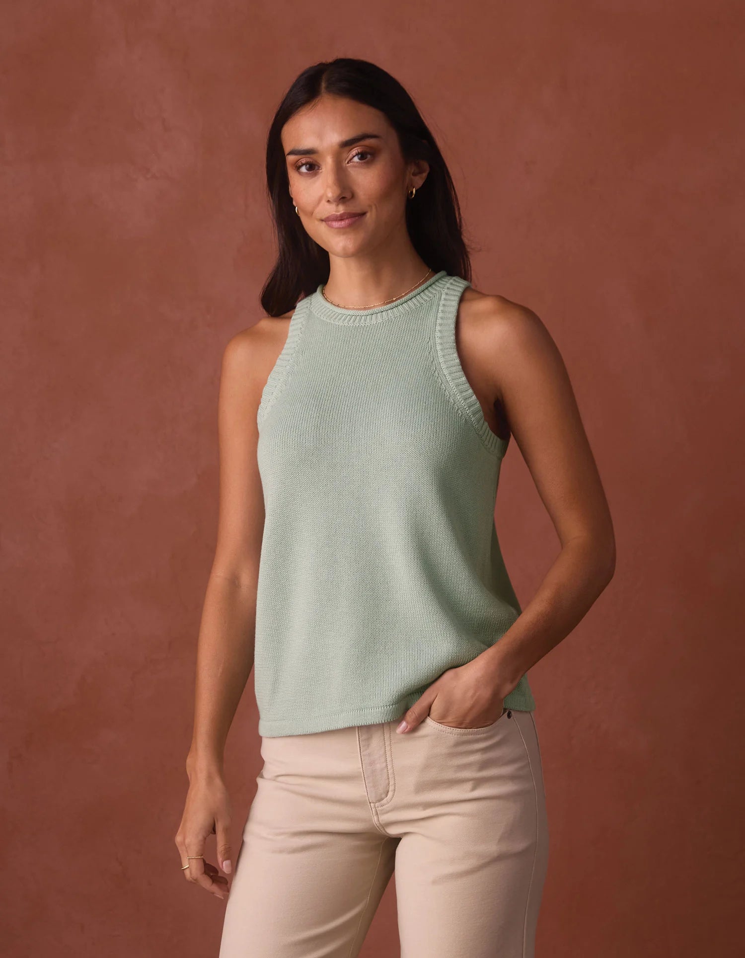Wanderlust Hi-Neck Tank - Sea Glass