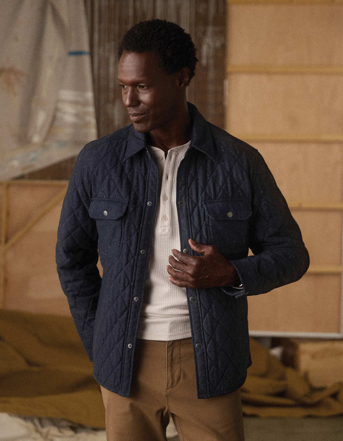 Insulated Workwear Jacket - Navy Nep