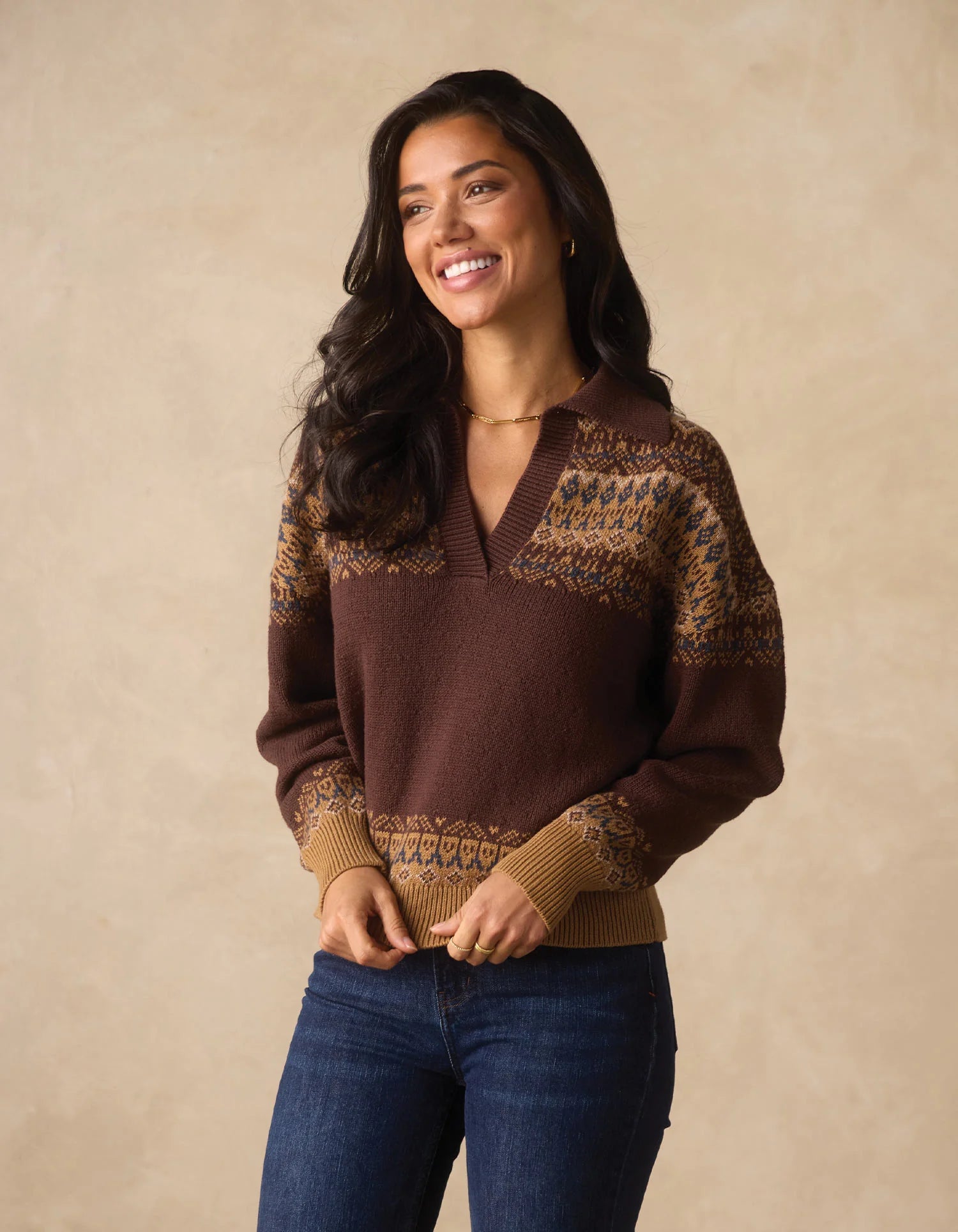 Fair Isle Polo Sweater