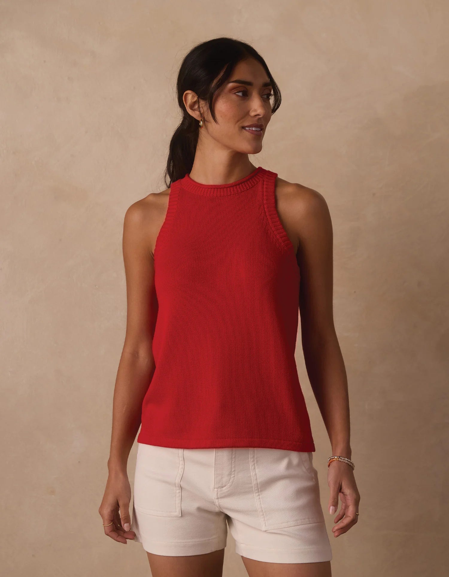Wanderlust Hi-Neck Tank - Poppy Red