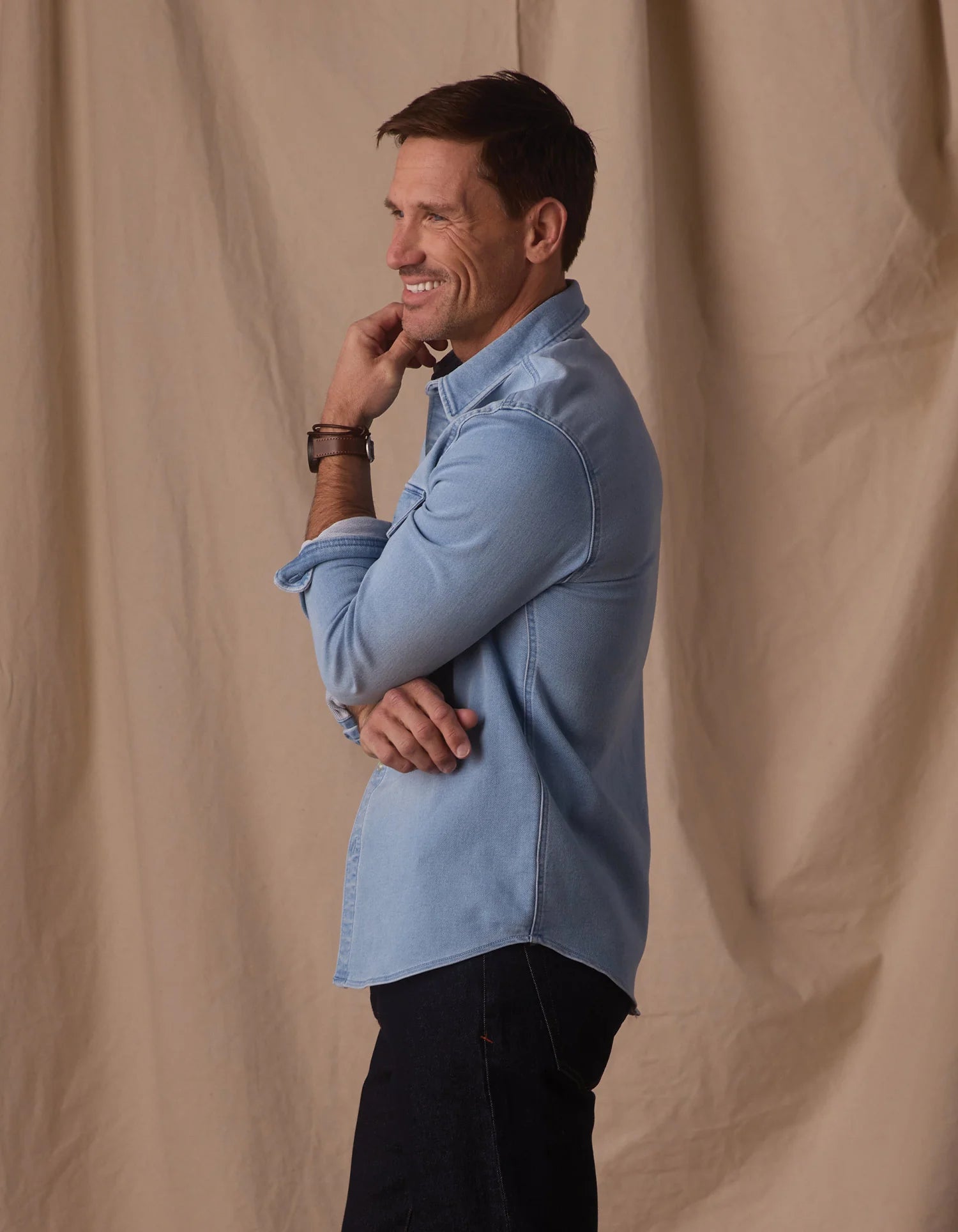 Comfort Terry Jean Shirt Jacket - Light Wash