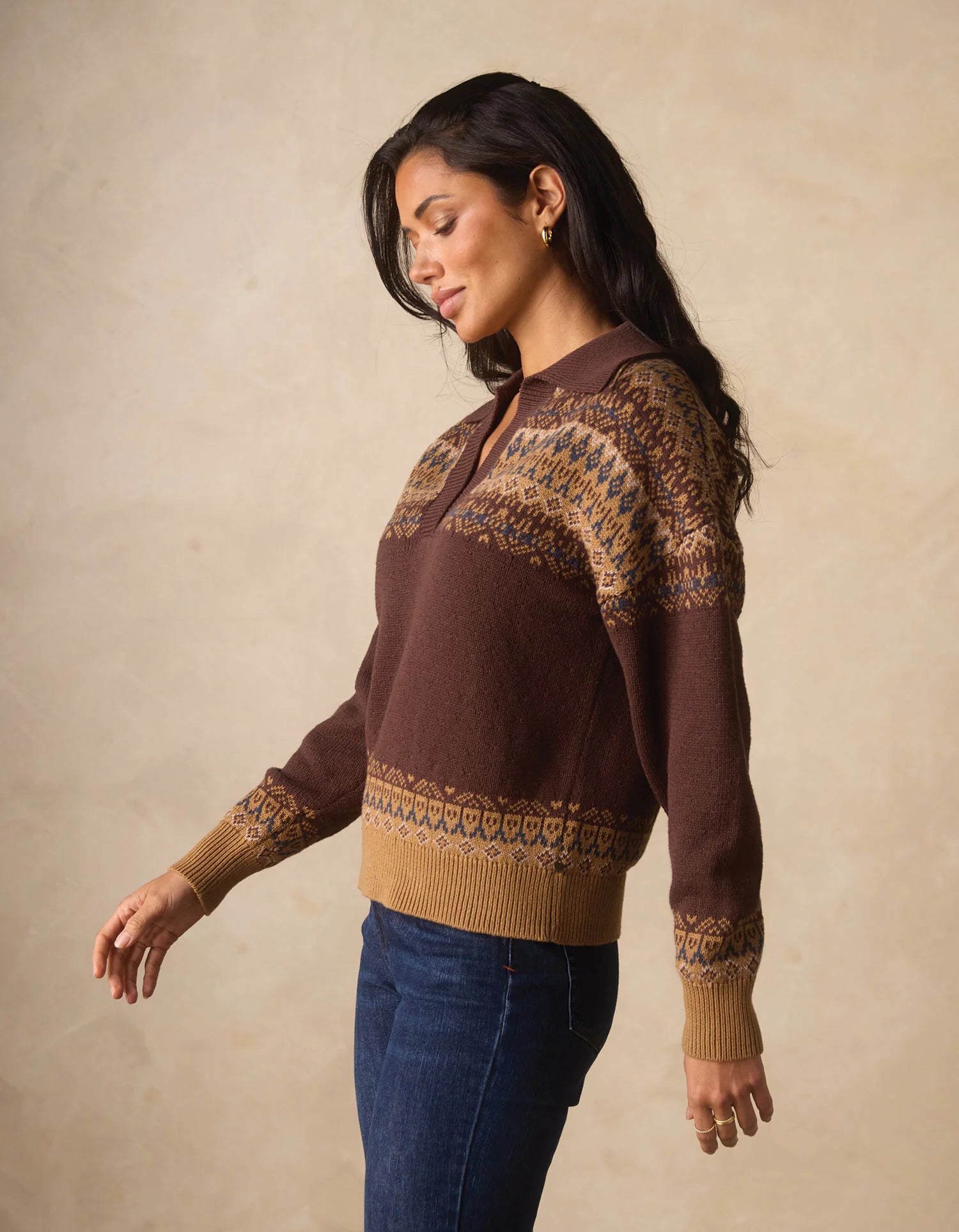 Fair Isle Polo Sweater
