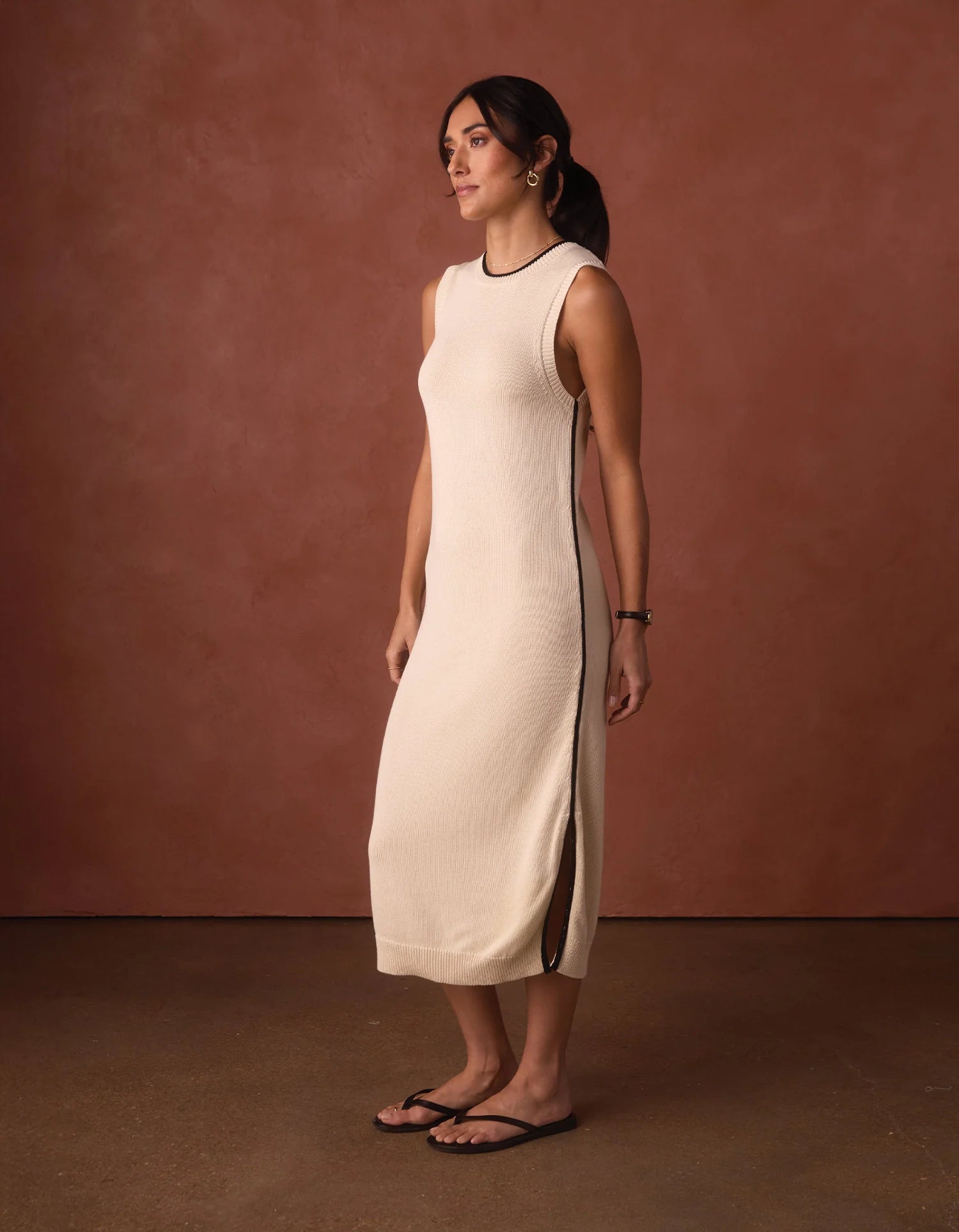 Lucia Knit Midi Dress - Cream/Black