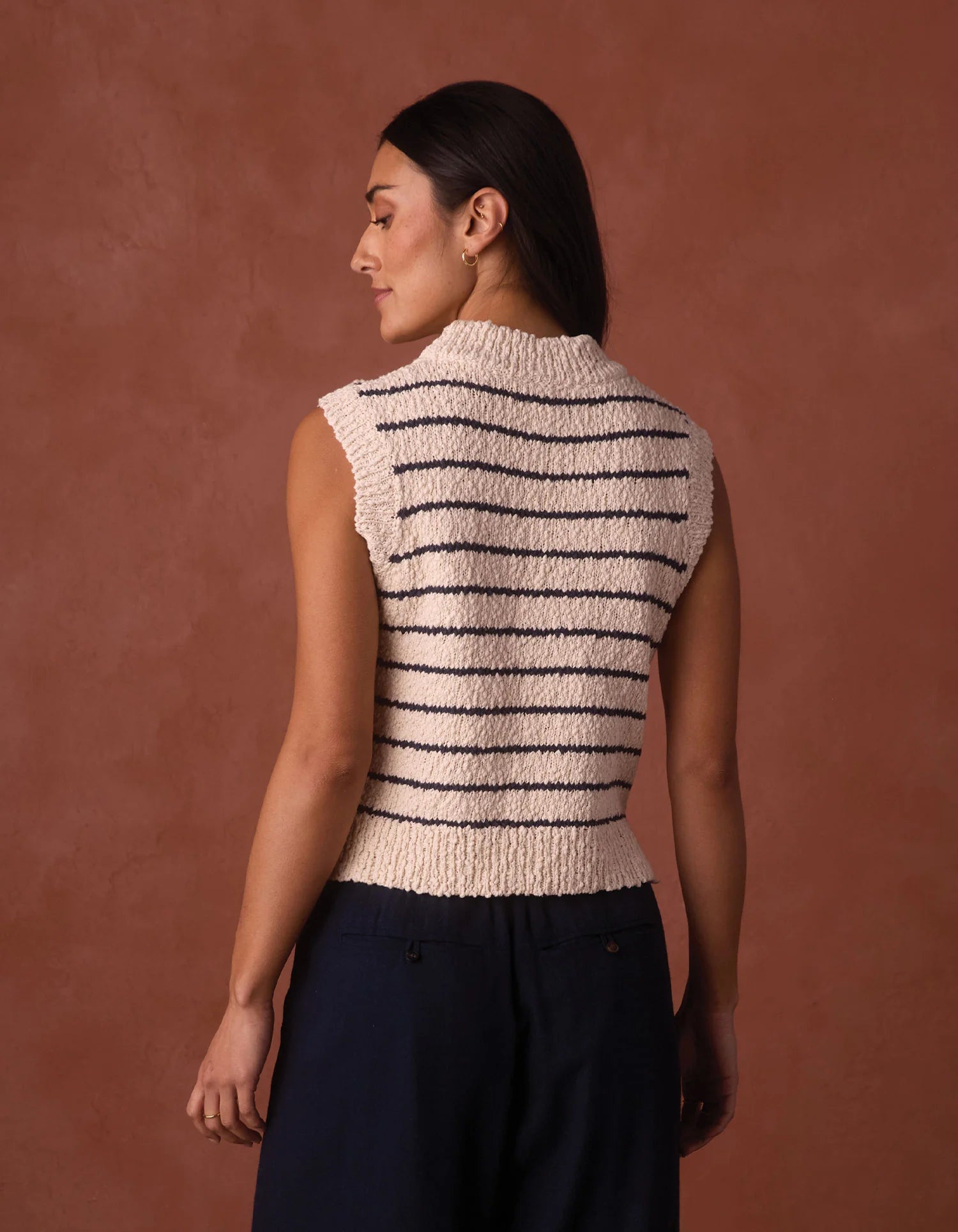 Louise Knit Tank - Cream/Navy Stripe