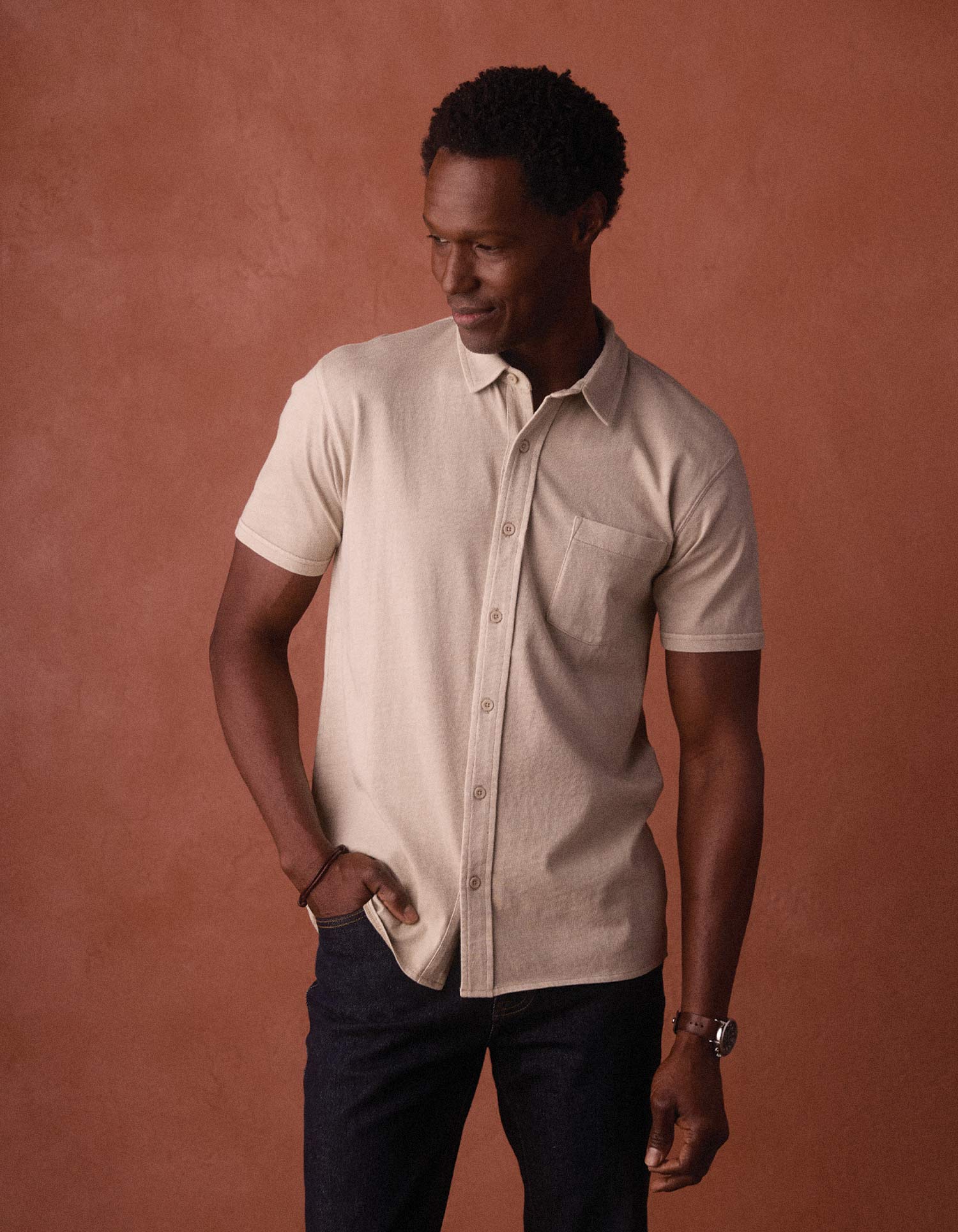 Normal Jersey SS Button Up - Pumice