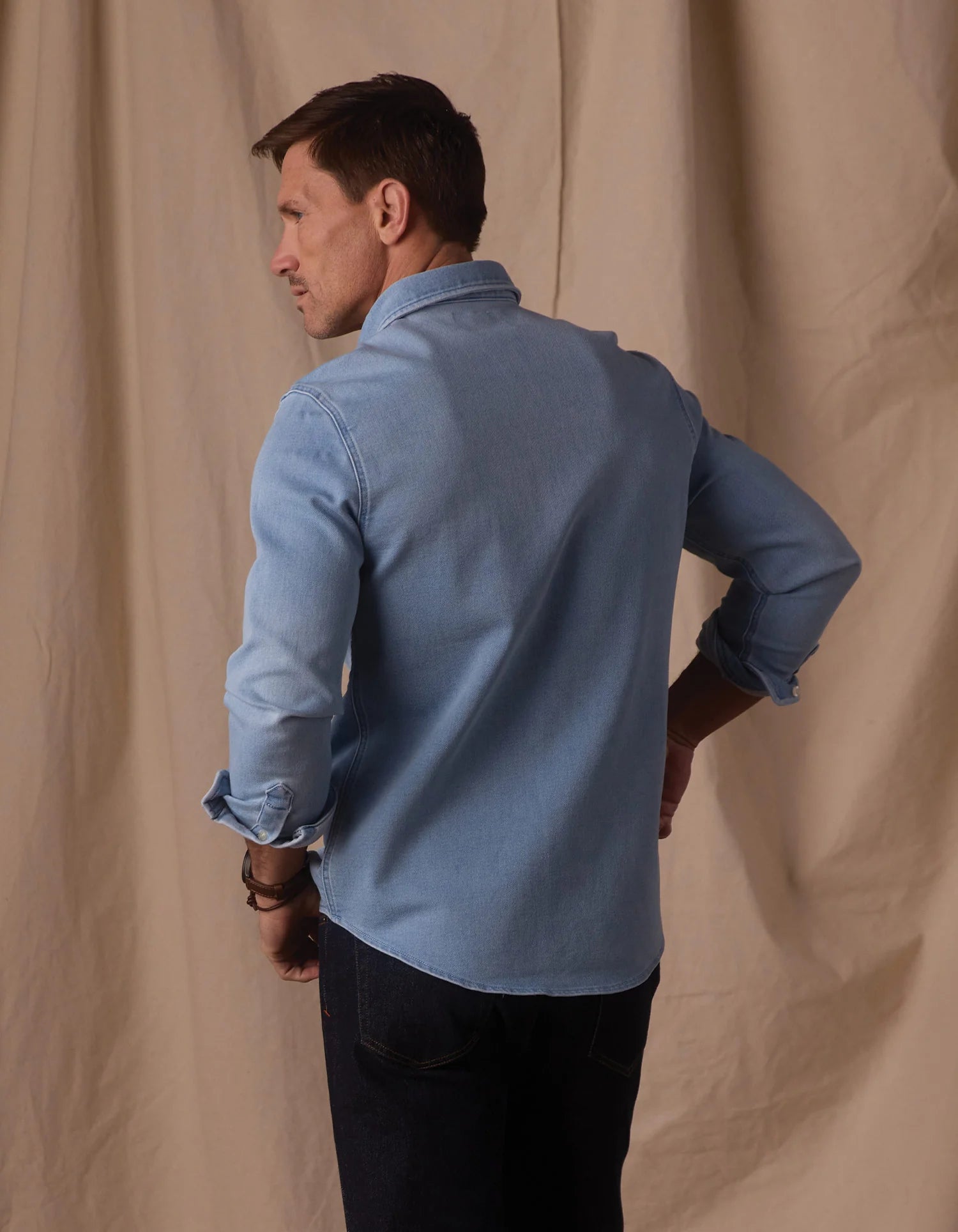 Comfort Terry Jean Shirt Jacket - Light Wash
