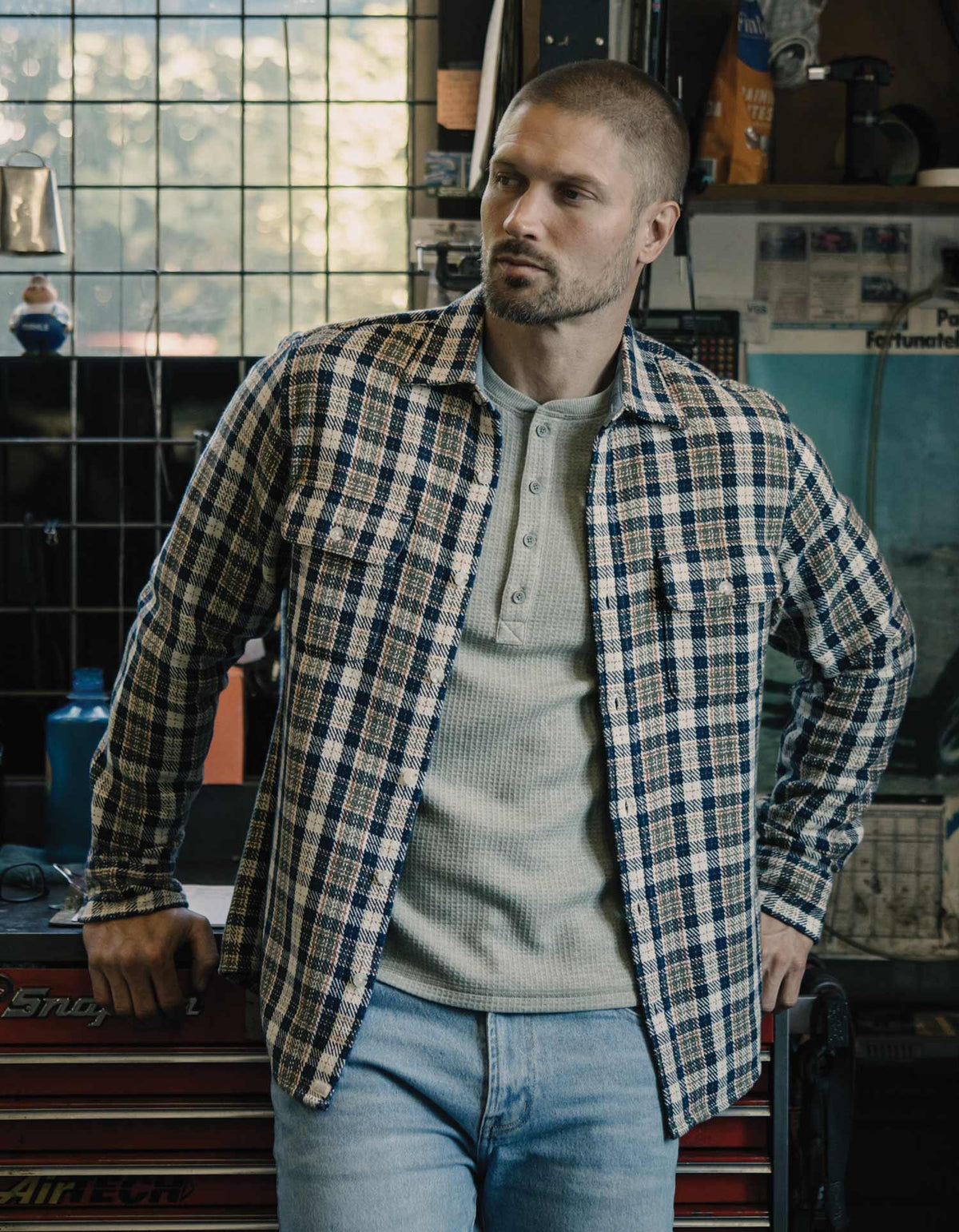 Mountain Textured Overshirt - Moss Multi