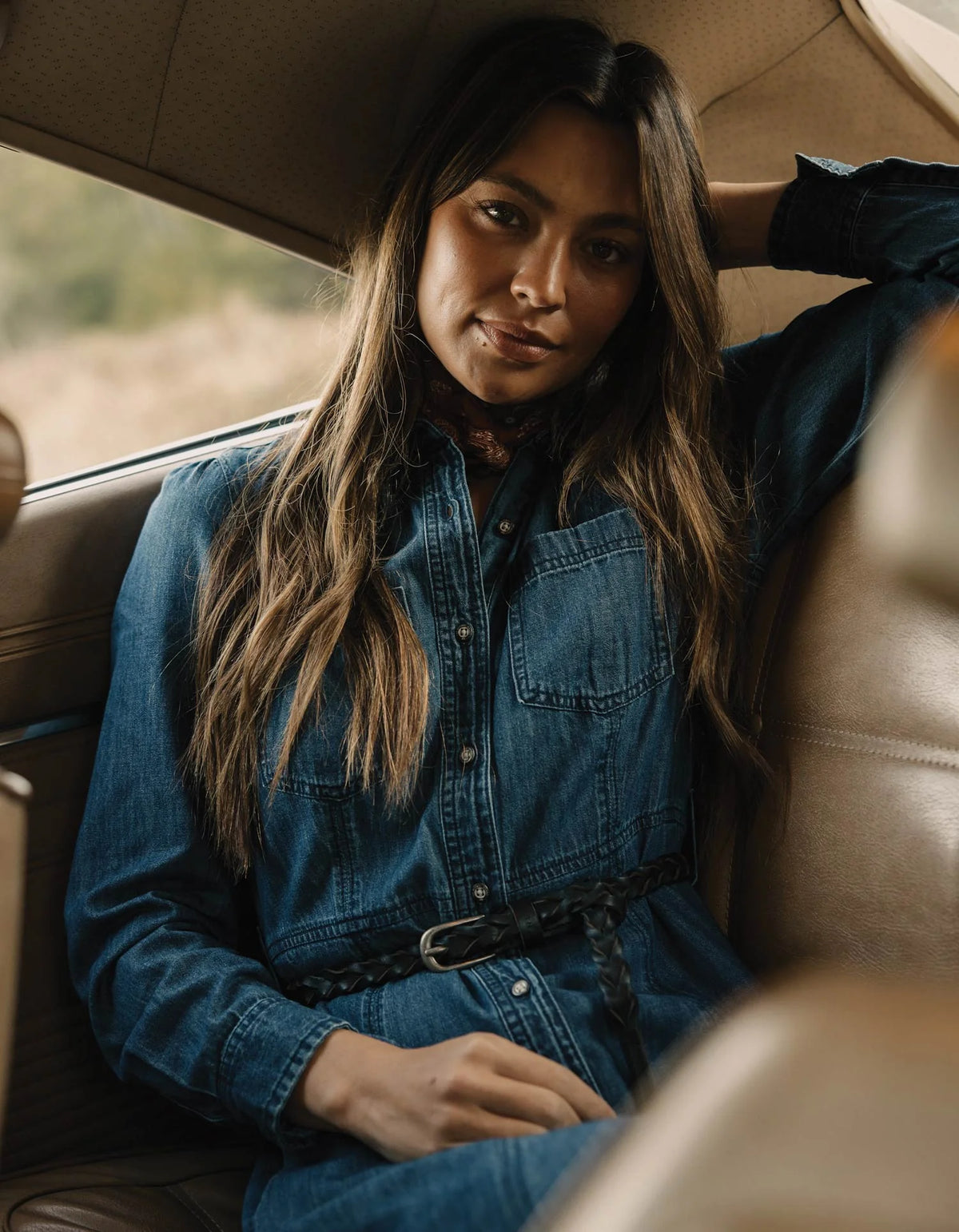 Cotton Denim Shirt Dress - Dark Wash