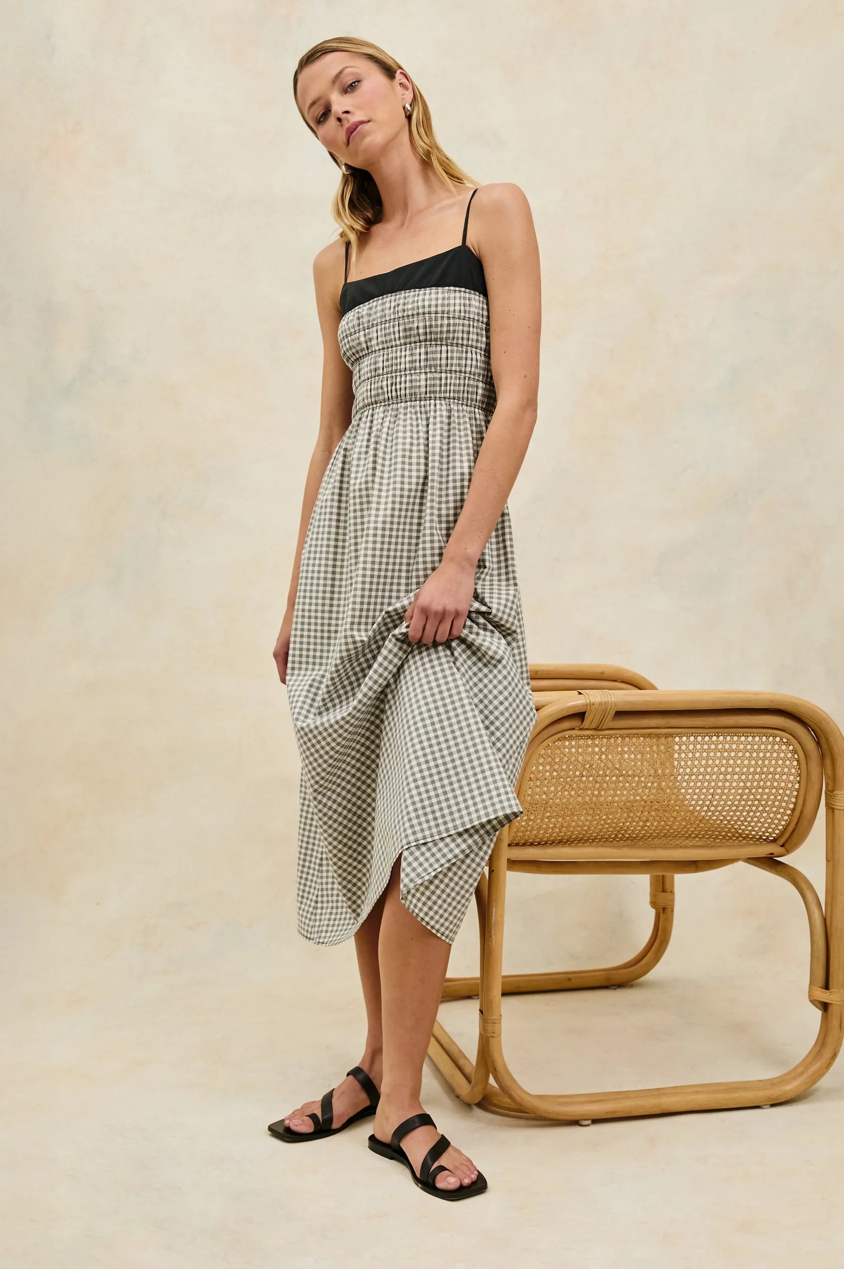 Primrose Dress - Ivory Jet Gingham