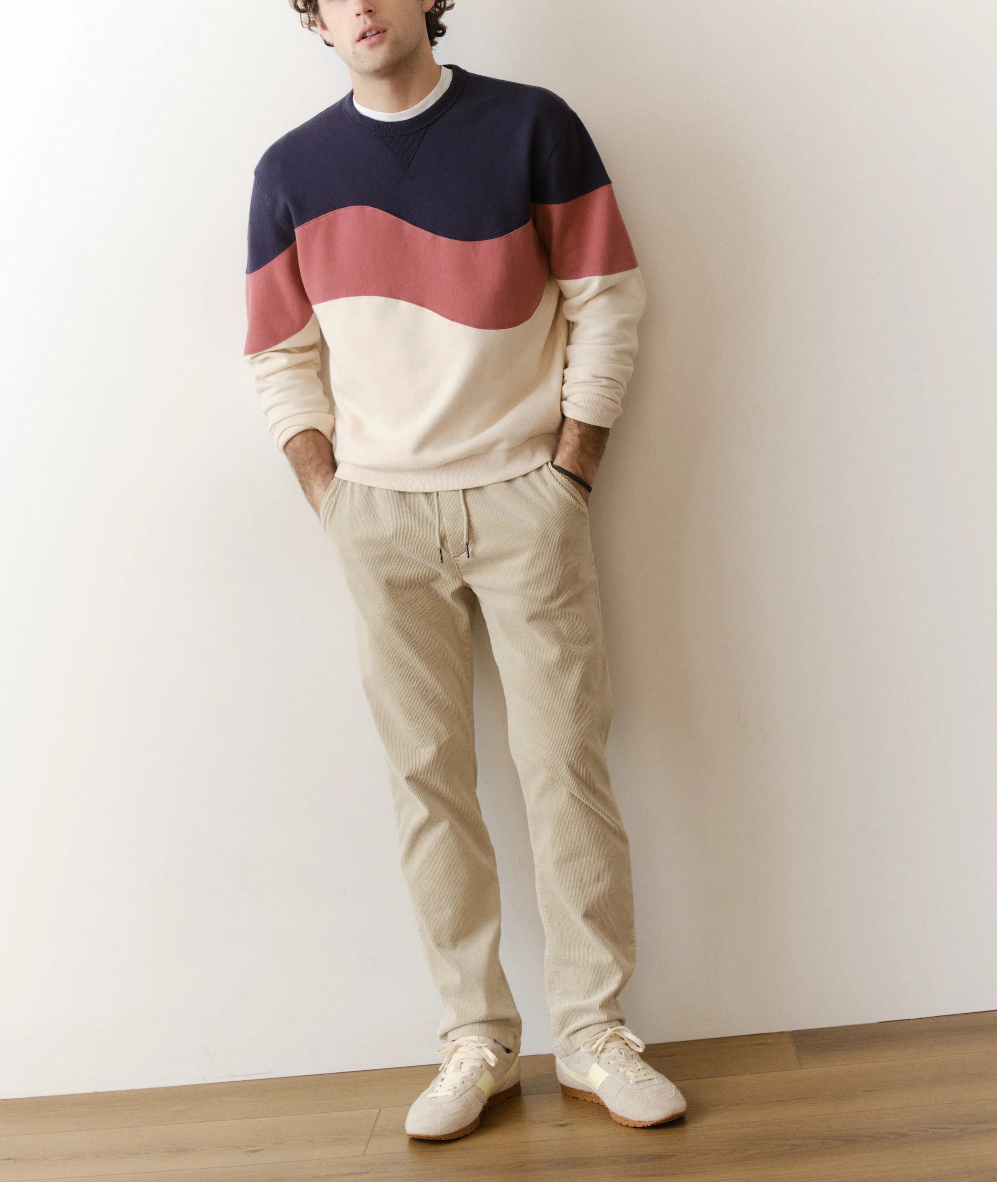 Relaxed Cloud 9 Fleece Crewneck - Withered Rose Colorblock