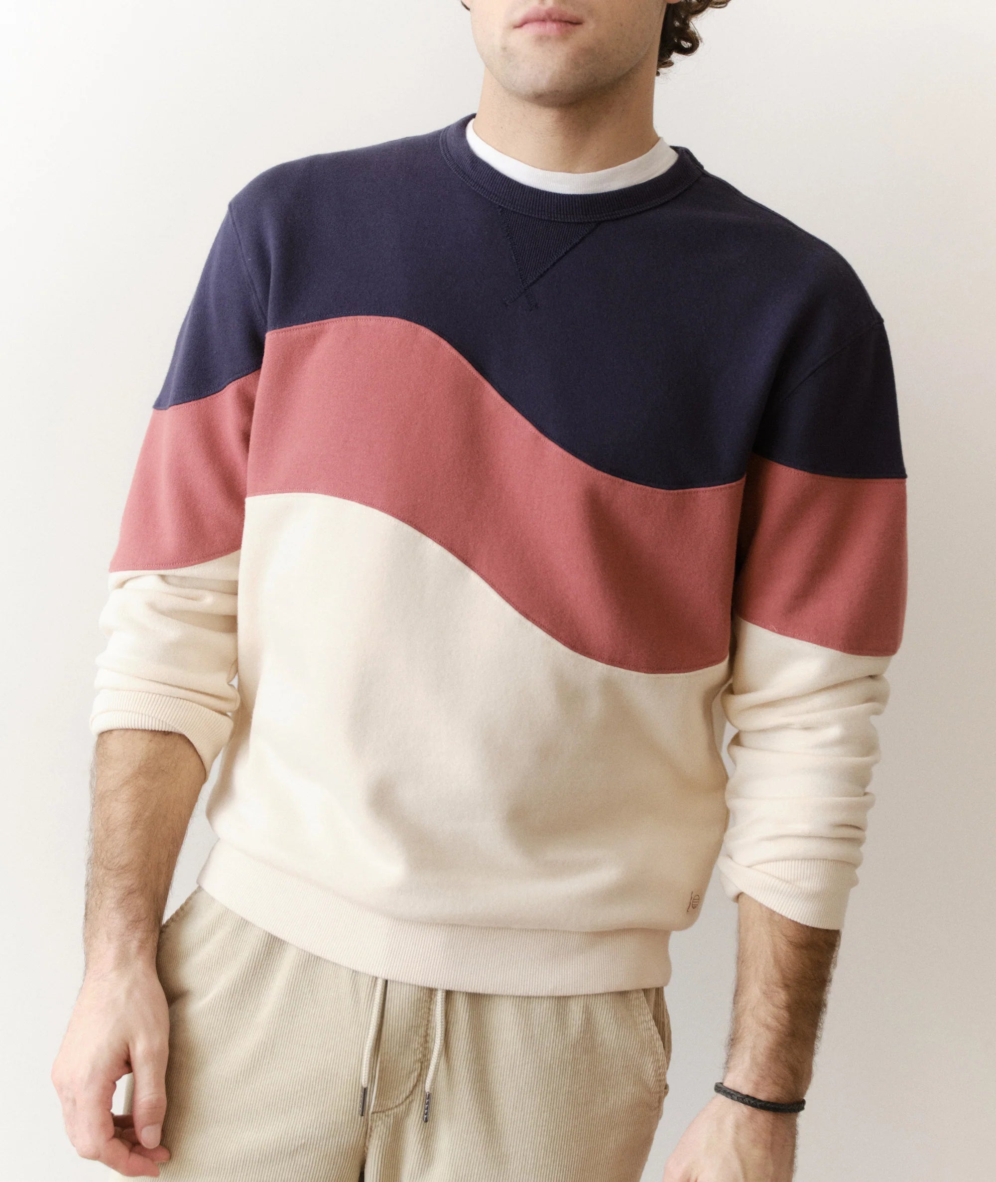 Relaxed Cloud 9 Fleece Crewneck - Withered Rose Colorblock