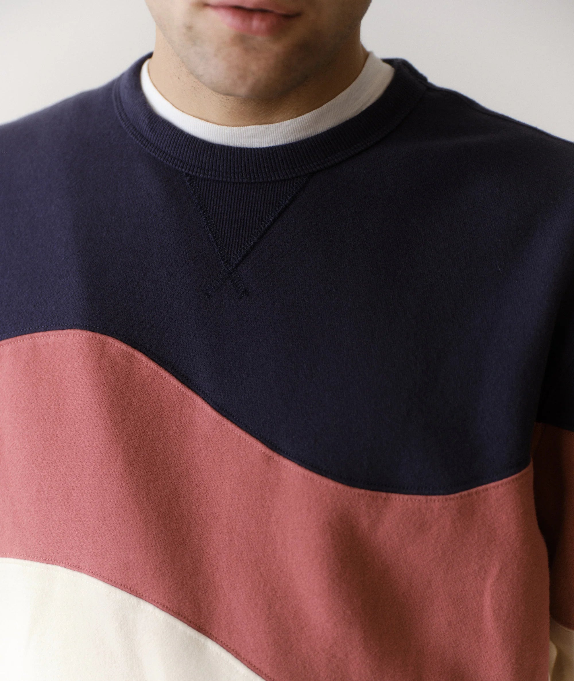 Relaxed Cloud 9 Fleece Crewneck - Withered Rose Colorblock