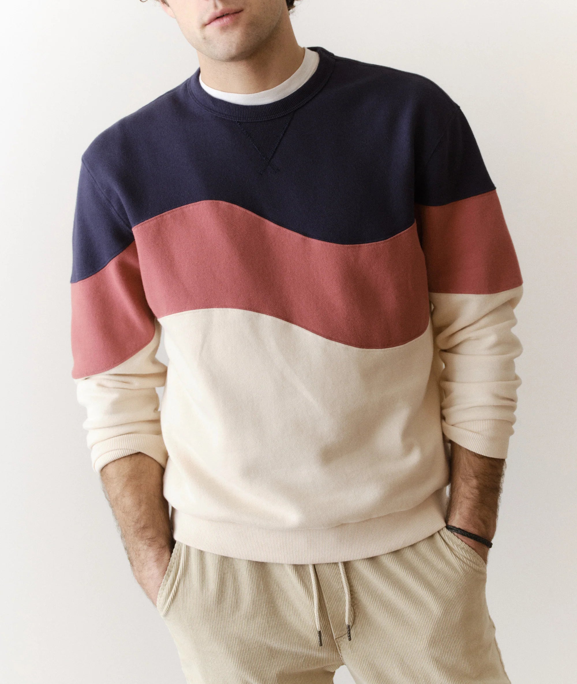 Relaxed Cloud 9 Fleece Crewneck - Withered Rose Colorblock