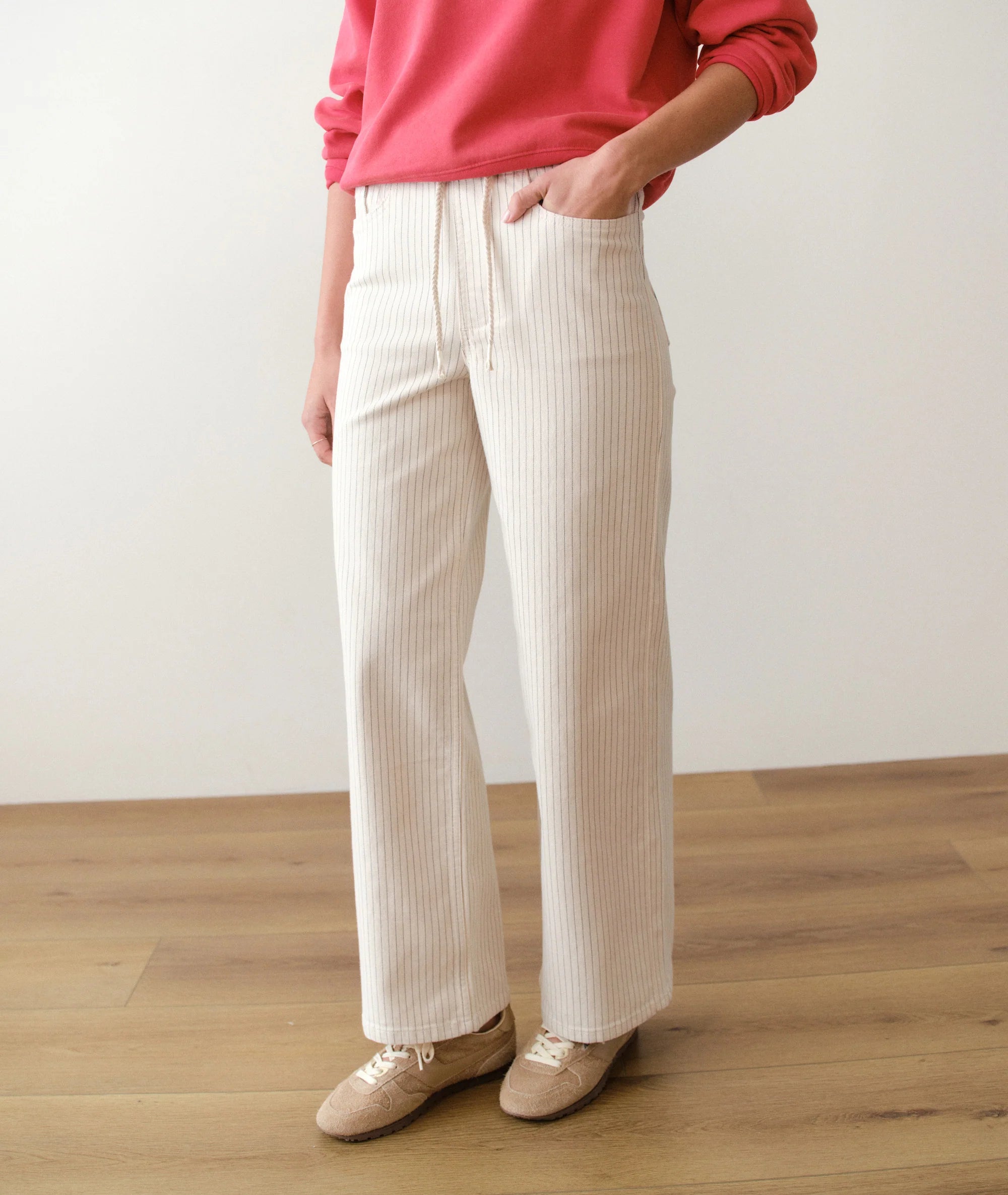 Ella Wide Leg Pant - Ticking Stripe