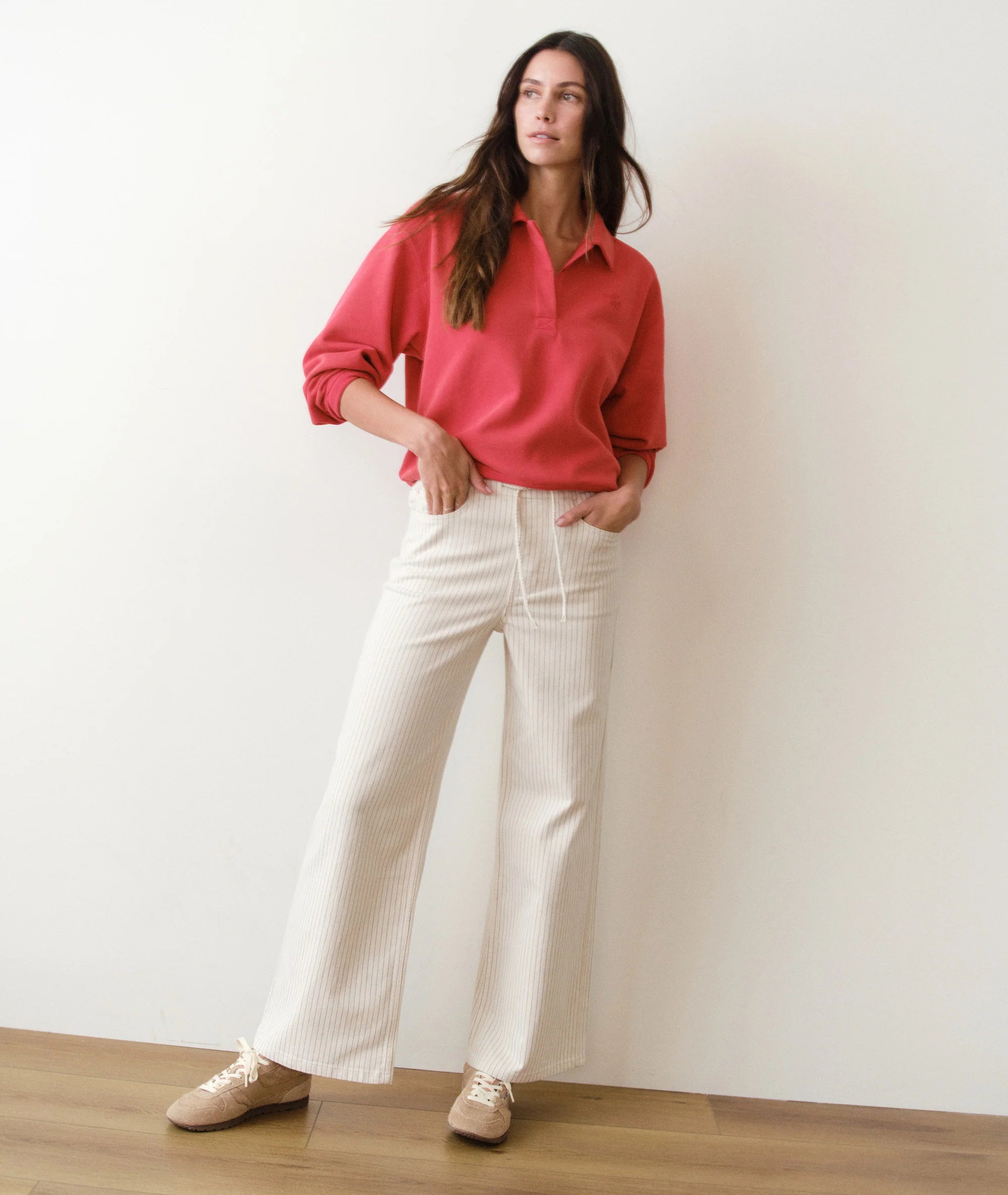 Ella Wide Leg Pant - Ticking Stripe