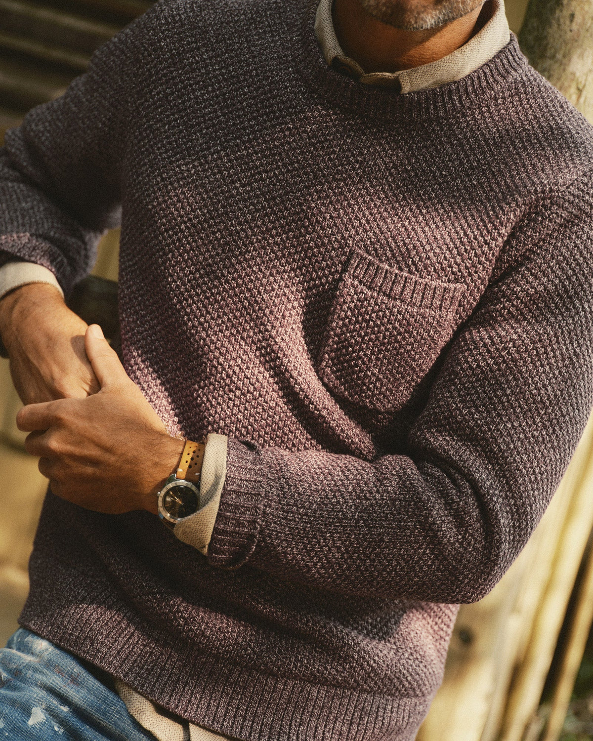 Crawford Crew Sweater - Burgundy Twist