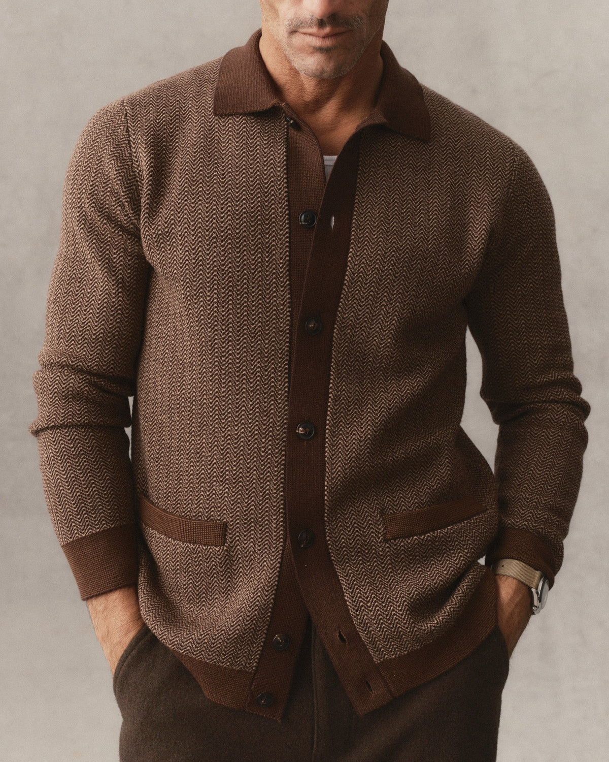 The Miles Sweater Polo - Espresso Merino